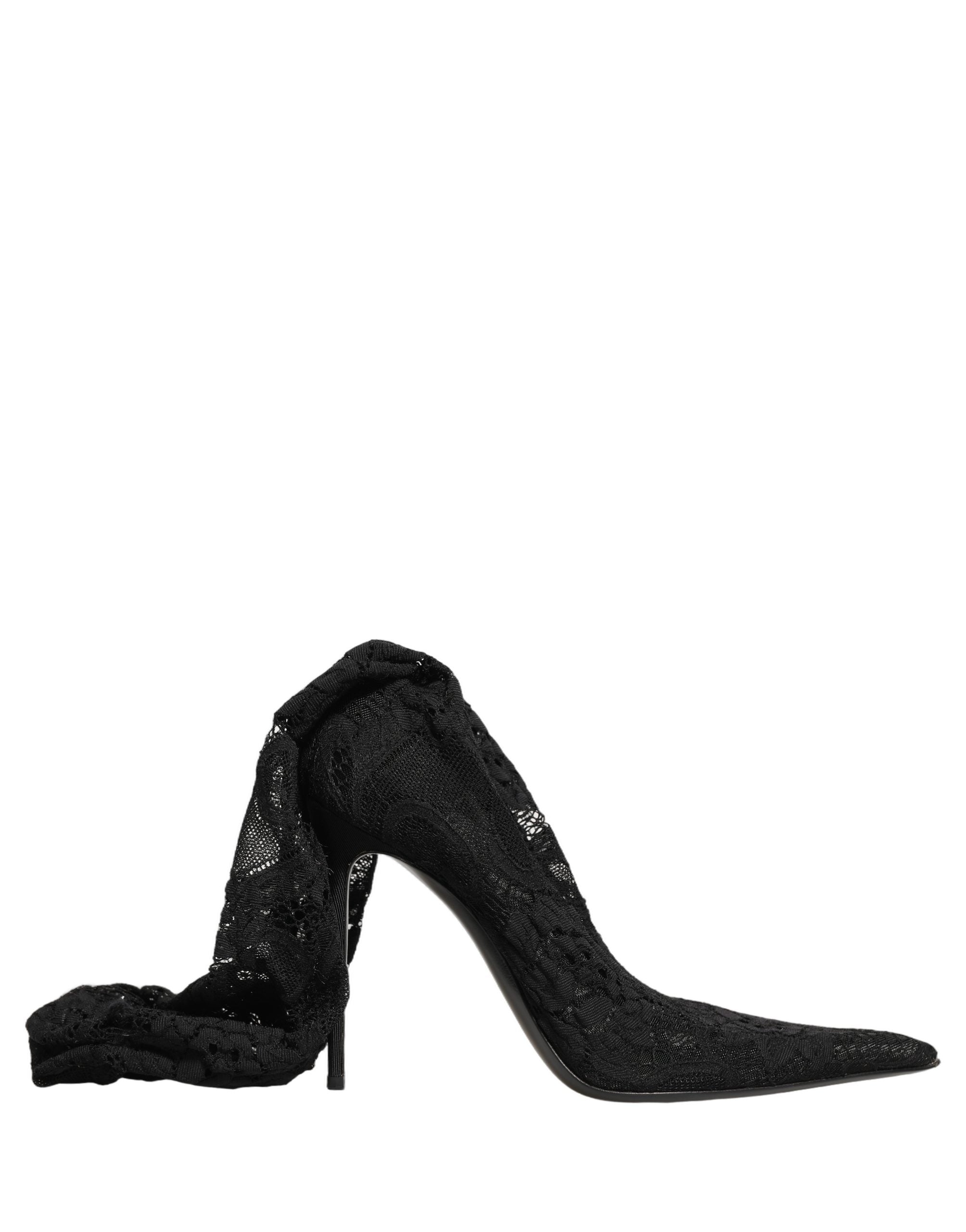 Dolce & Gabbana Black Taormina Lace Socks Boots Pumps Women's Shoes (Pre-Owned)