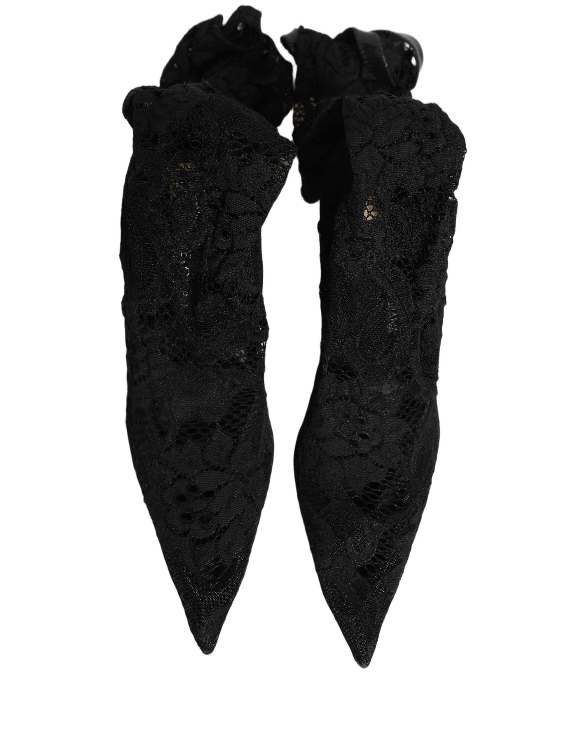 Dolce & Gabbana Black Taormina Lace Socks Boots Pumps Women's Shoes (Pre-Owned)