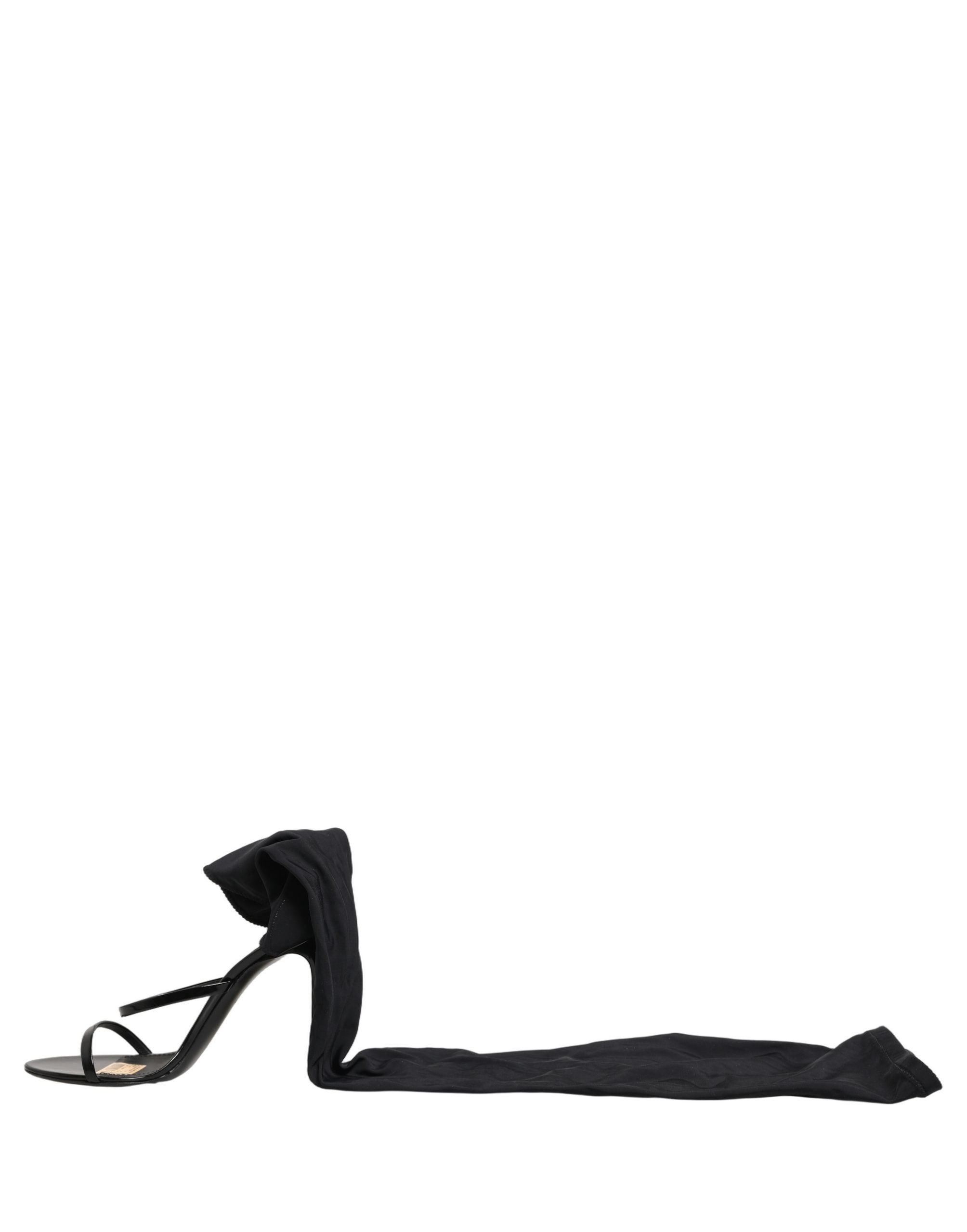 Dolce & Gabbana Stiletto Sandals Socks Knee High Boots Women's Black (Pre-Owned)