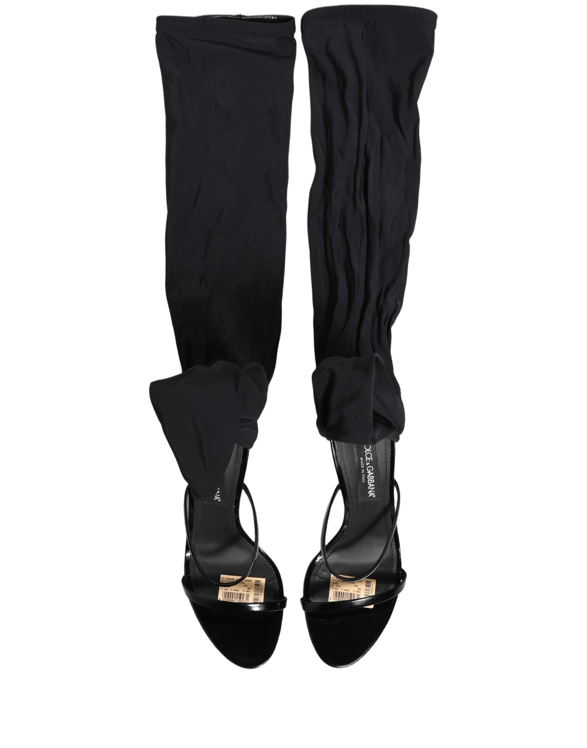 Dolce & Gabbana Stiletto Sandals Socks Knee High Boots Women's Black (Pre-Owned)