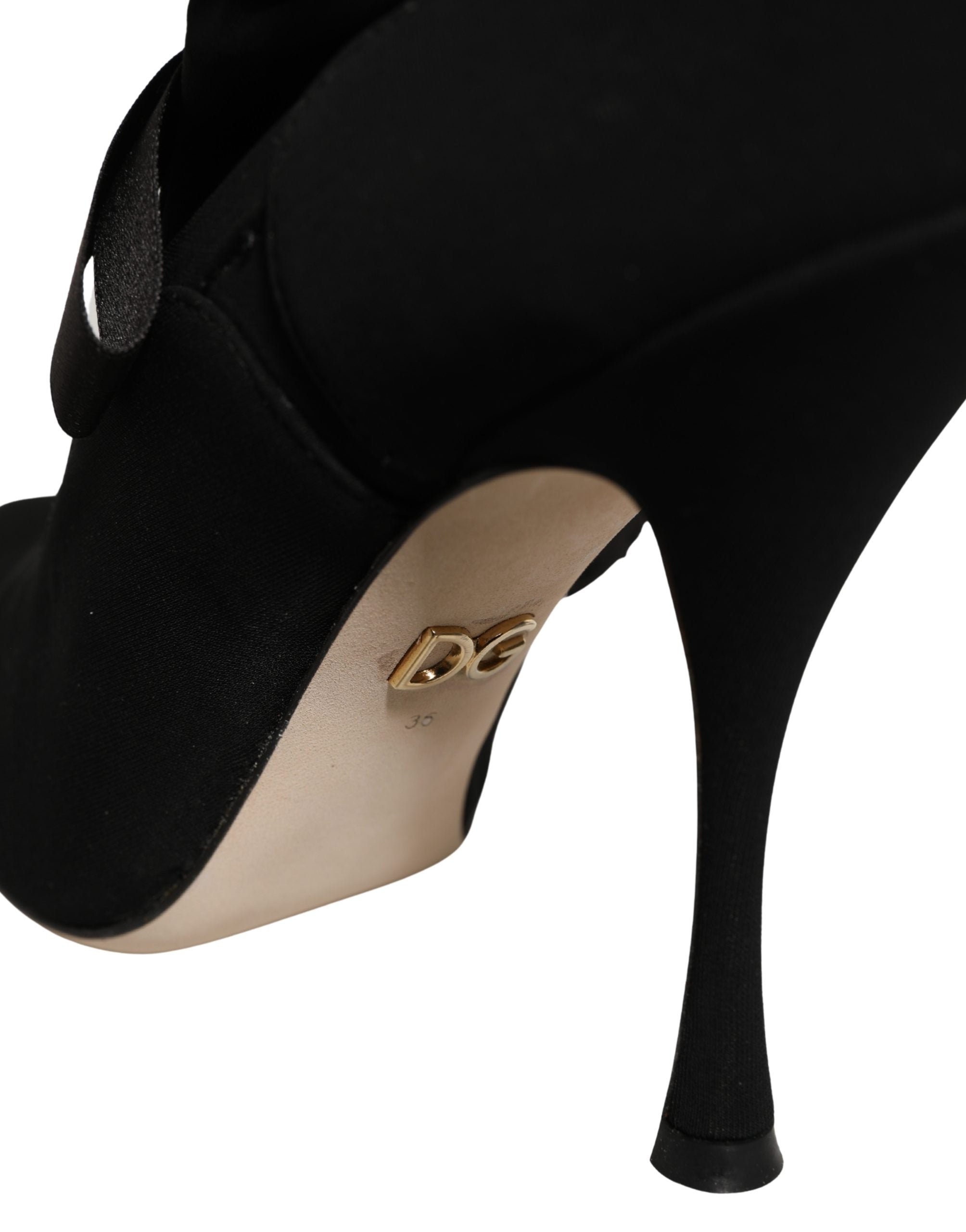 Dolce & Gabbana Black Stiletto Heels Mid Calf Boots Women's Shoes