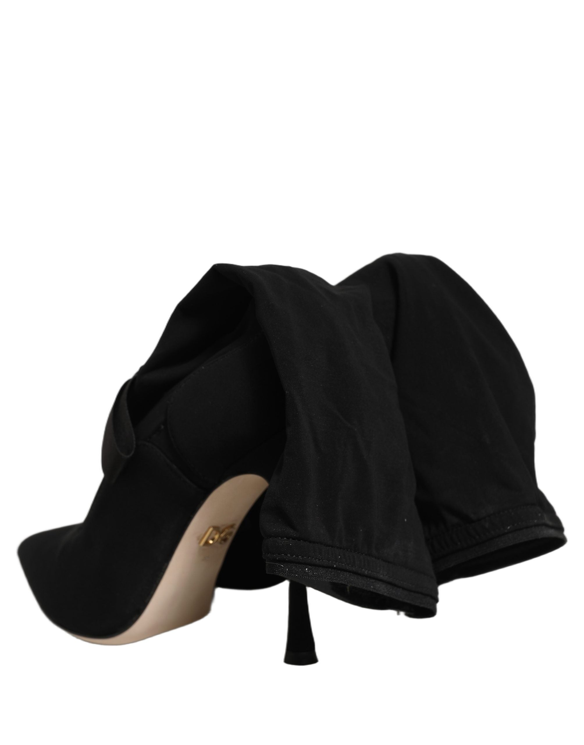 Dolce & Gabbana Black Stiletto Heels Mid Calf Boots Women's Shoes