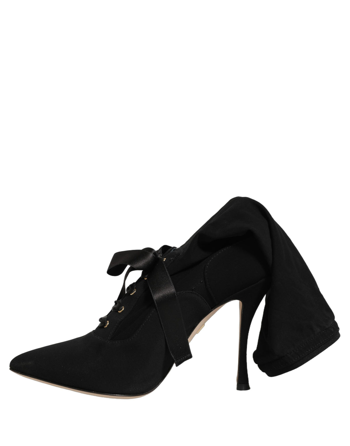 Dolce & Gabbana Black Stiletto Heels Mid Calf Boots Women's Shoes