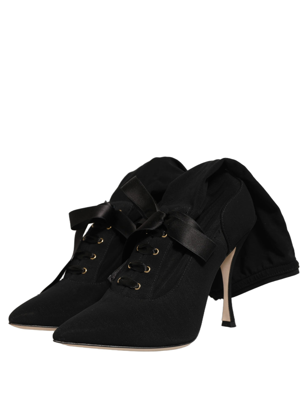 Dolce & Gabbana Black Stiletto Heels Mid Calf Boots Women's Shoes