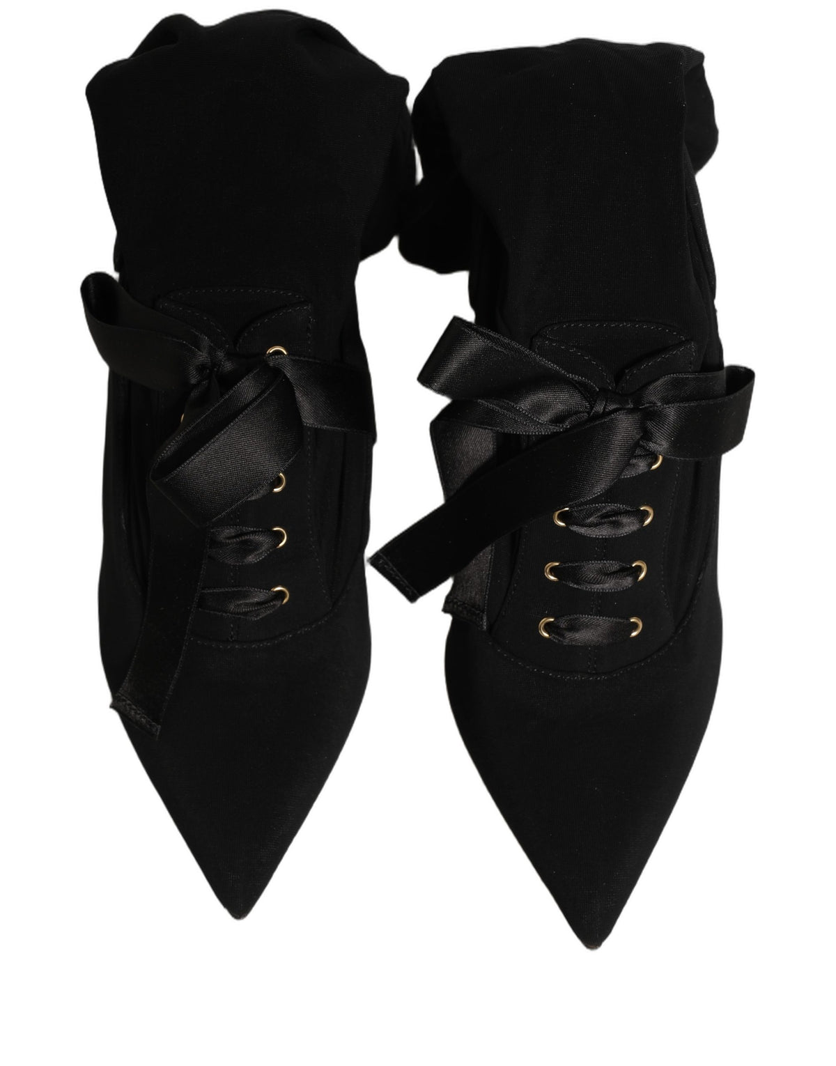 Dolce & Gabbana Black Stiletto Heels Mid Calf Boots Women's Shoes