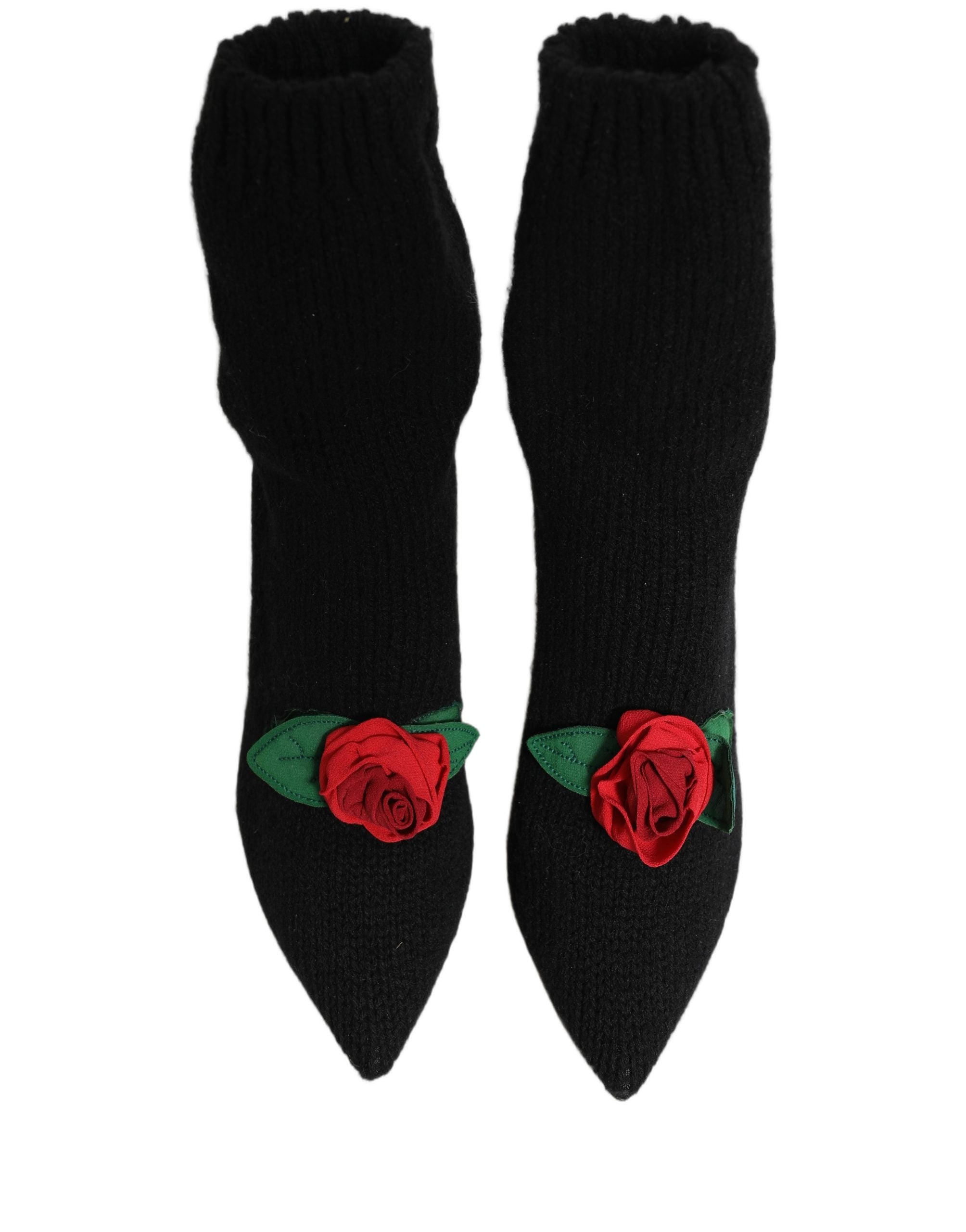 Dolce & Gabbana Black Stiletto Heels Mid Calf Boots Women's Shoes