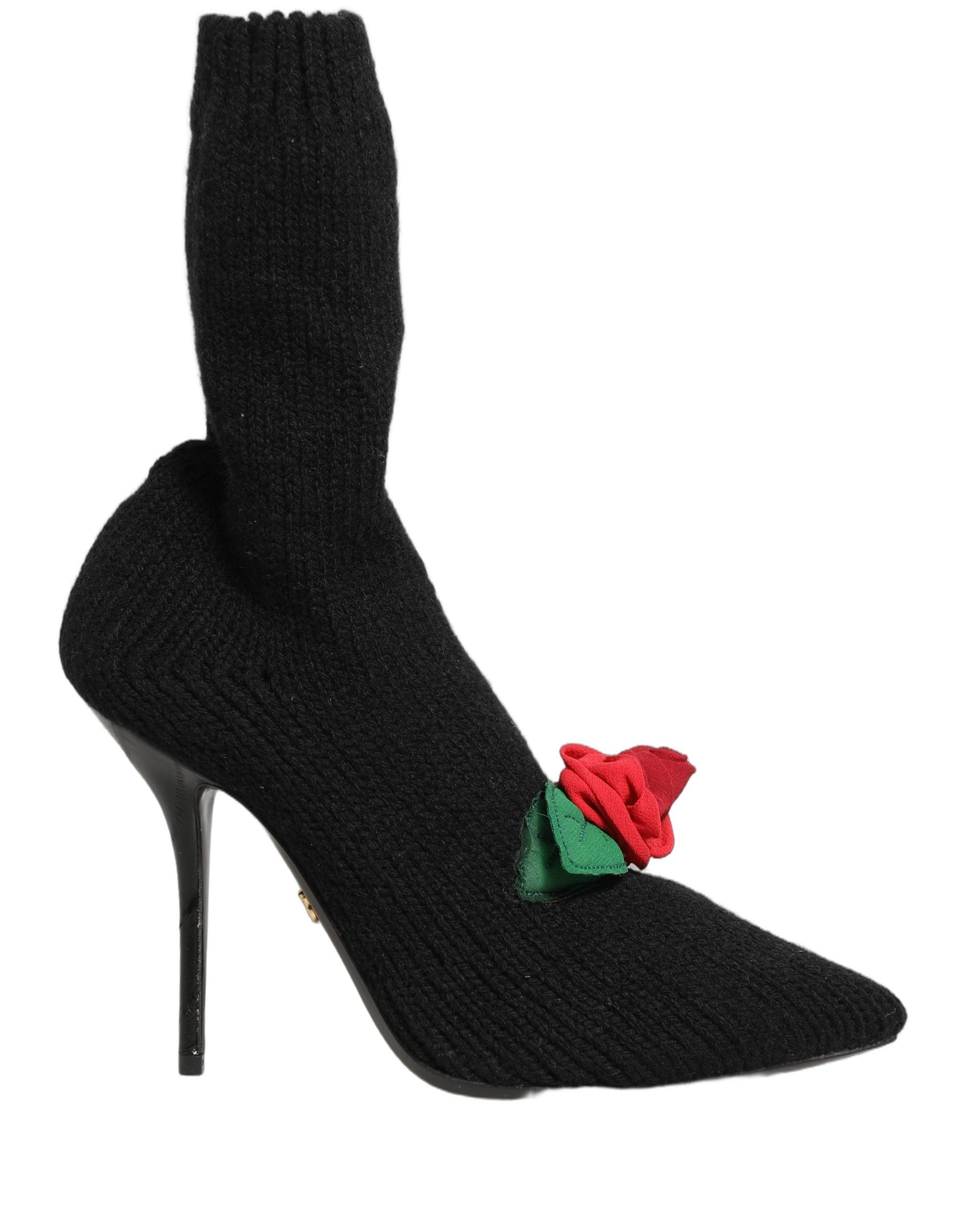 Dolce & Gabbana Black Stiletto Heels Mid Calf Boots Women's Shoes