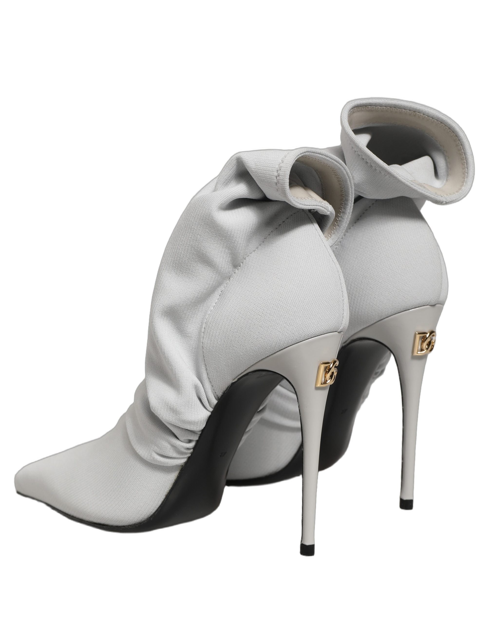 Dolce & Gabbana Gray Stretch Socks Heels Ankle Boots Women's Shoes