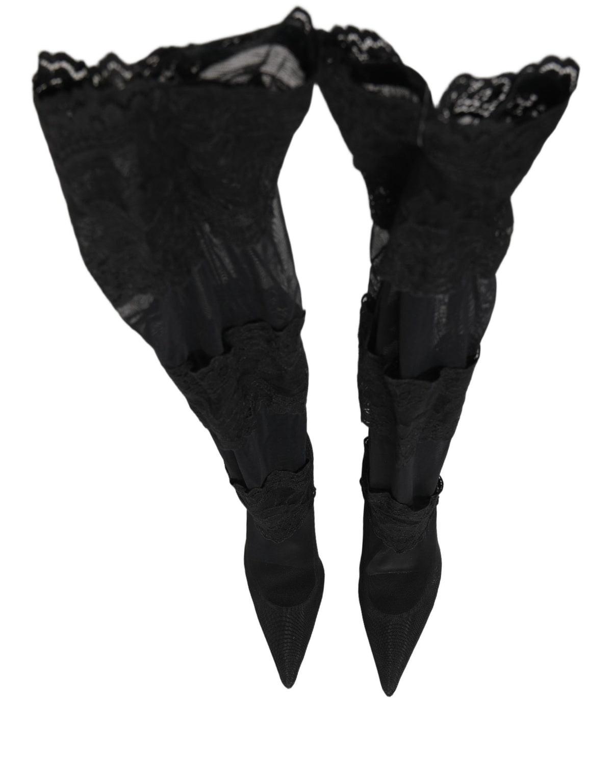 Dolce & Gabbana Black Over The Knee Sock Pumps Boots Women's Shoes