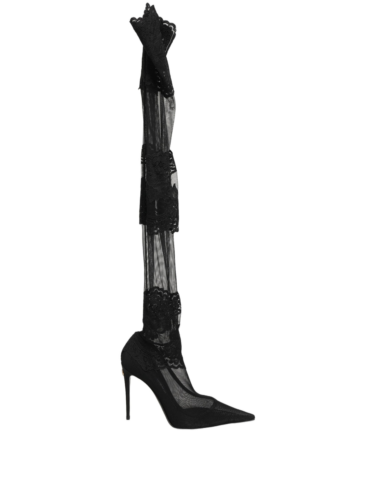 Dolce & Gabbana Black Over The Knee Sock Pumps Boots Women's Shoes