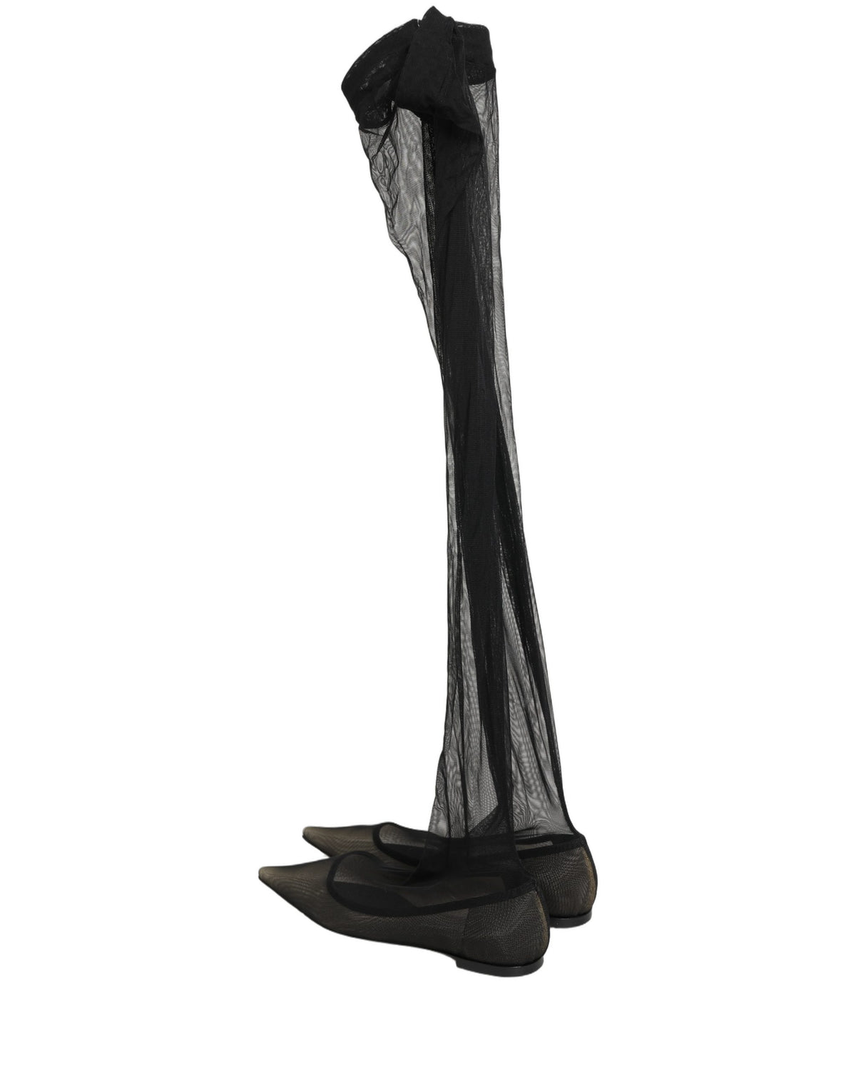 Dolce & Gabbana Black Over The Knee Tulle Flats Boots Women's Shoes