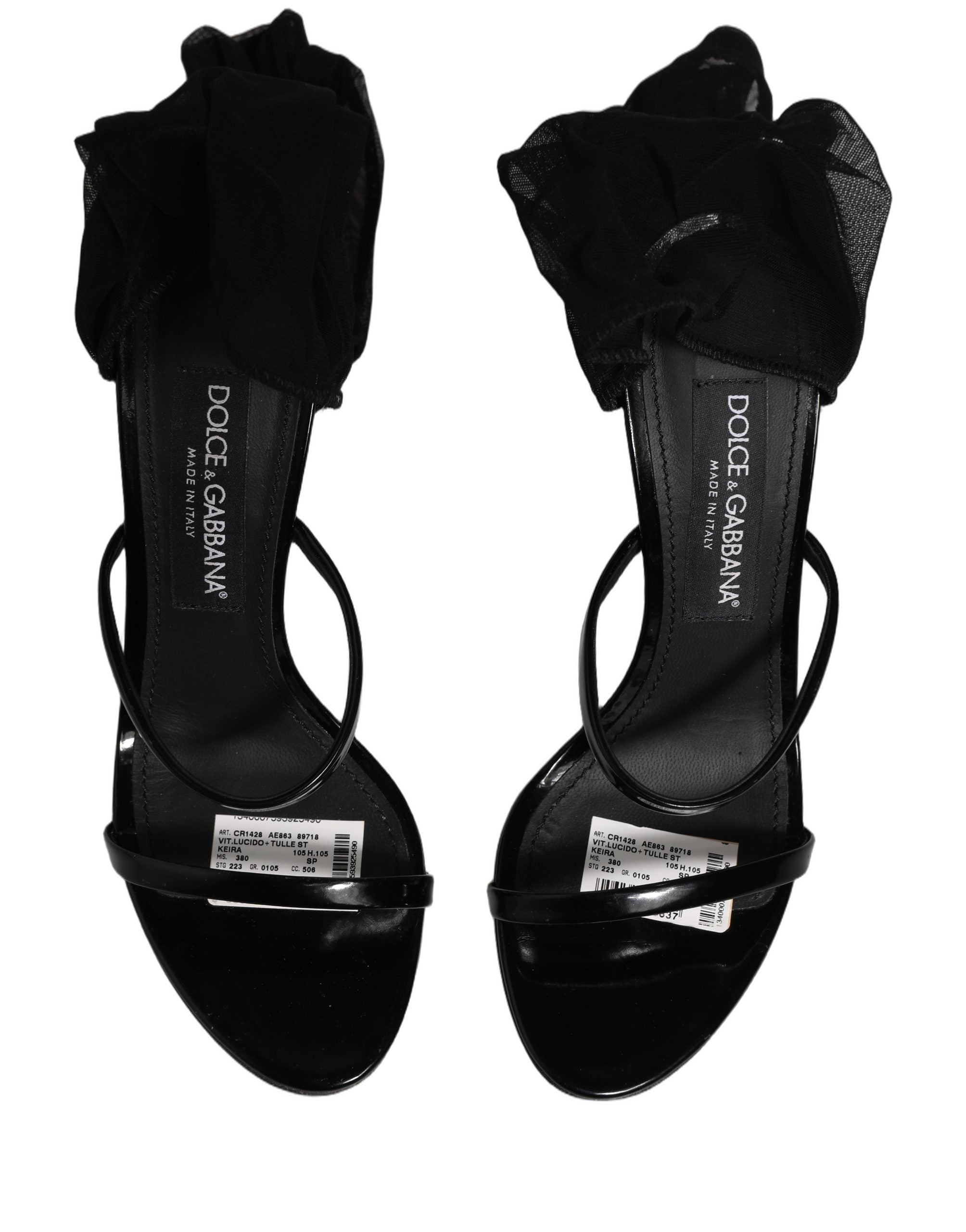 Dolce & Gabbana Stiletto Sandals Socks Knee High Boots Women's Black