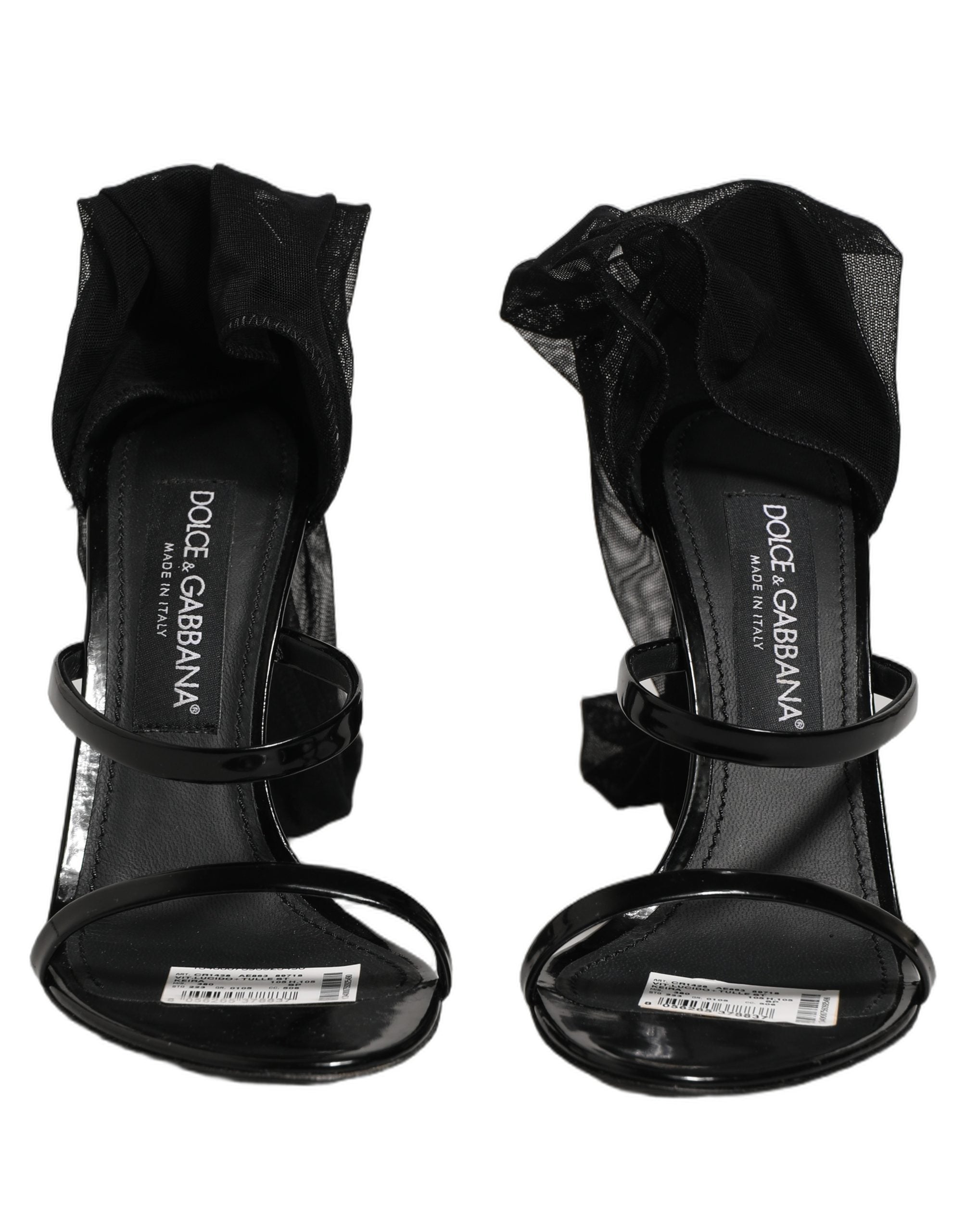 Dolce & Gabbana Stiletto Sandals Socks Knee High Boots Women's Black