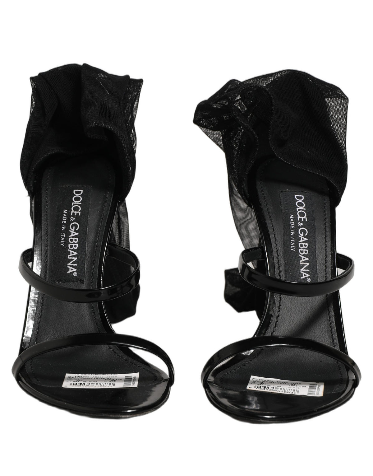 Dolce & Gabbana Stiletto Sandals Socks Knee High Boots Women's Black