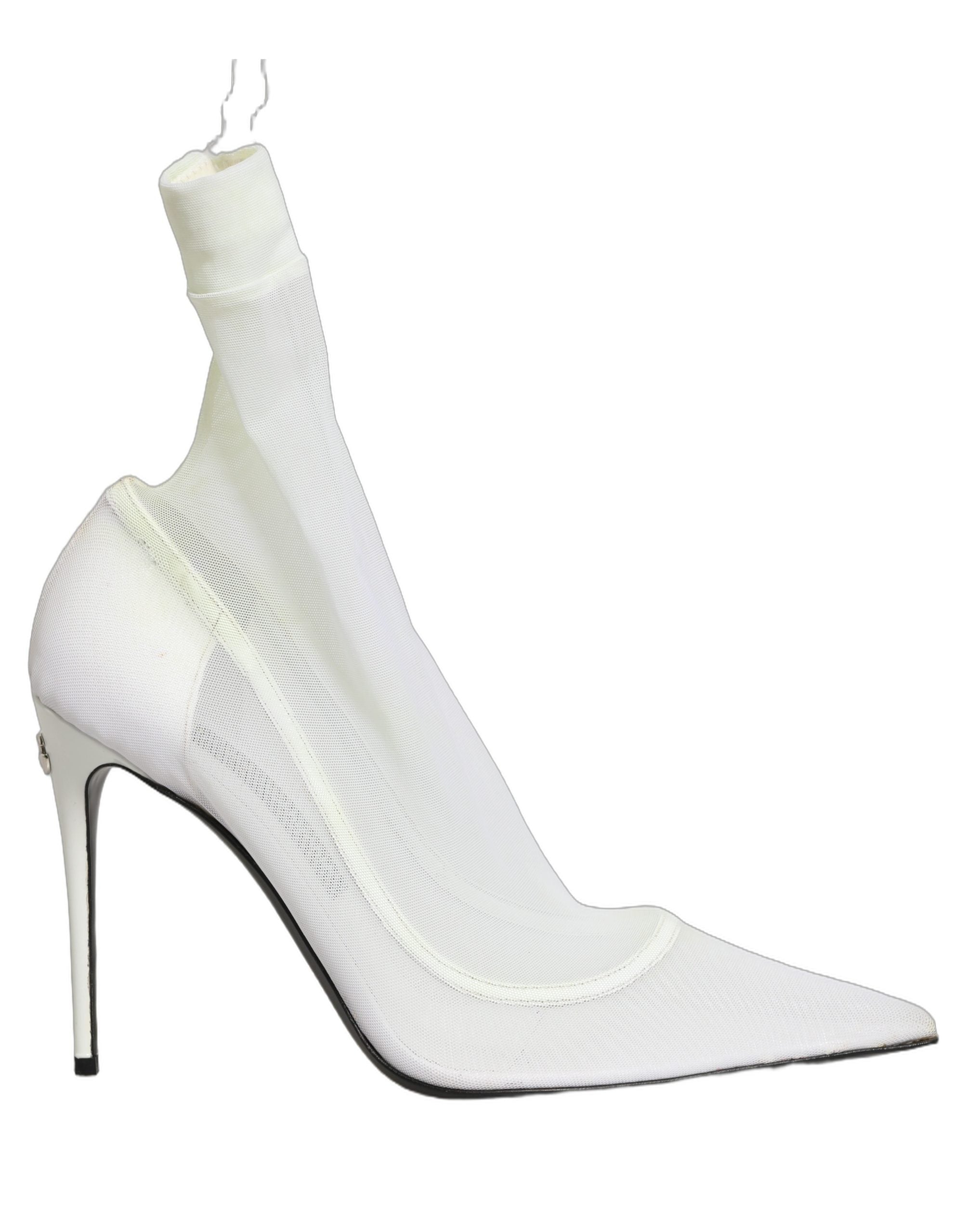 Dolce & Gabbana White Tulle Stretch Mesh Sock Boots Women's Shoes (Pre-Owned)