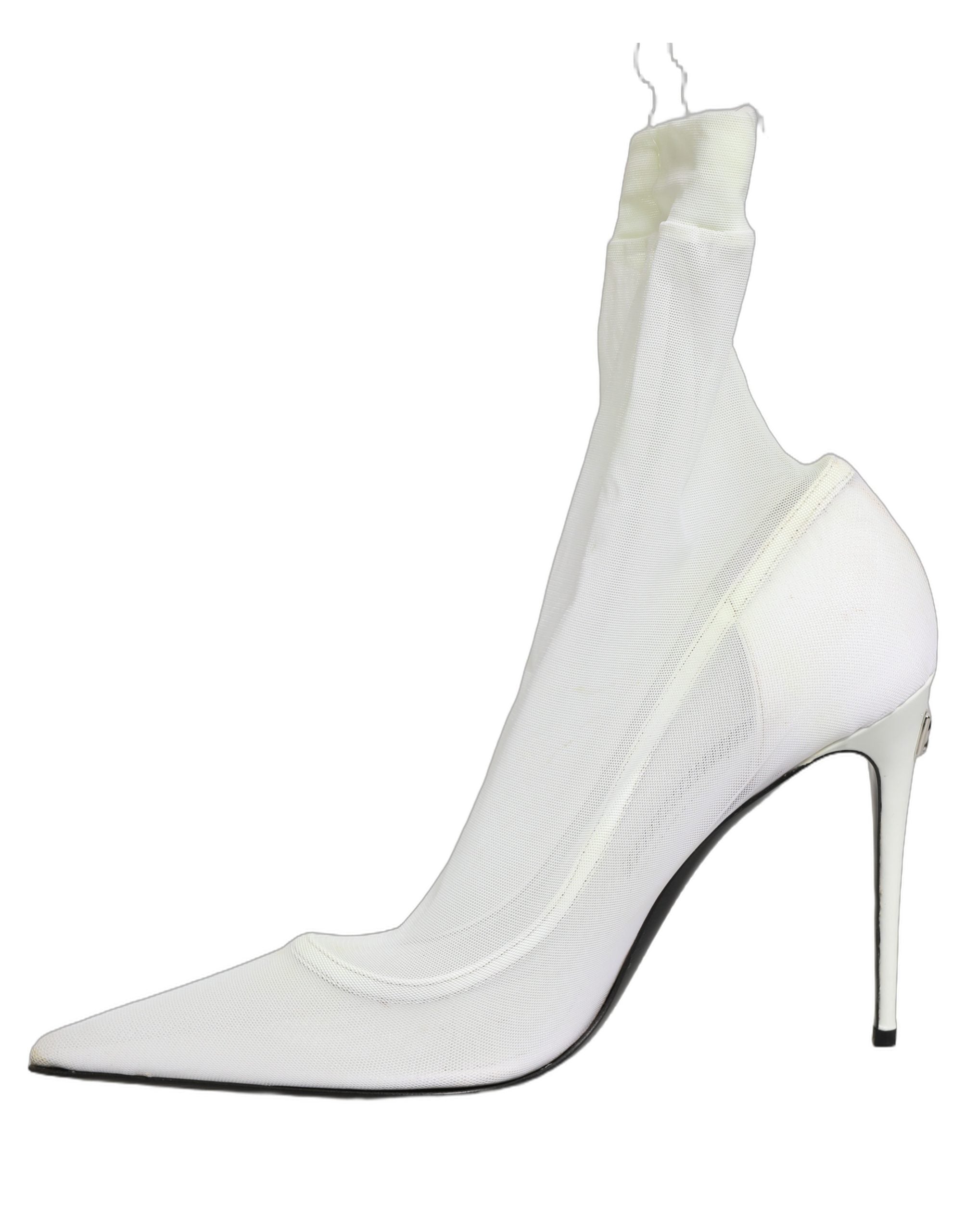 Dolce & Gabbana White Tulle Stretch Mesh Sock Boots Women's Shoes (Pre-Owned)