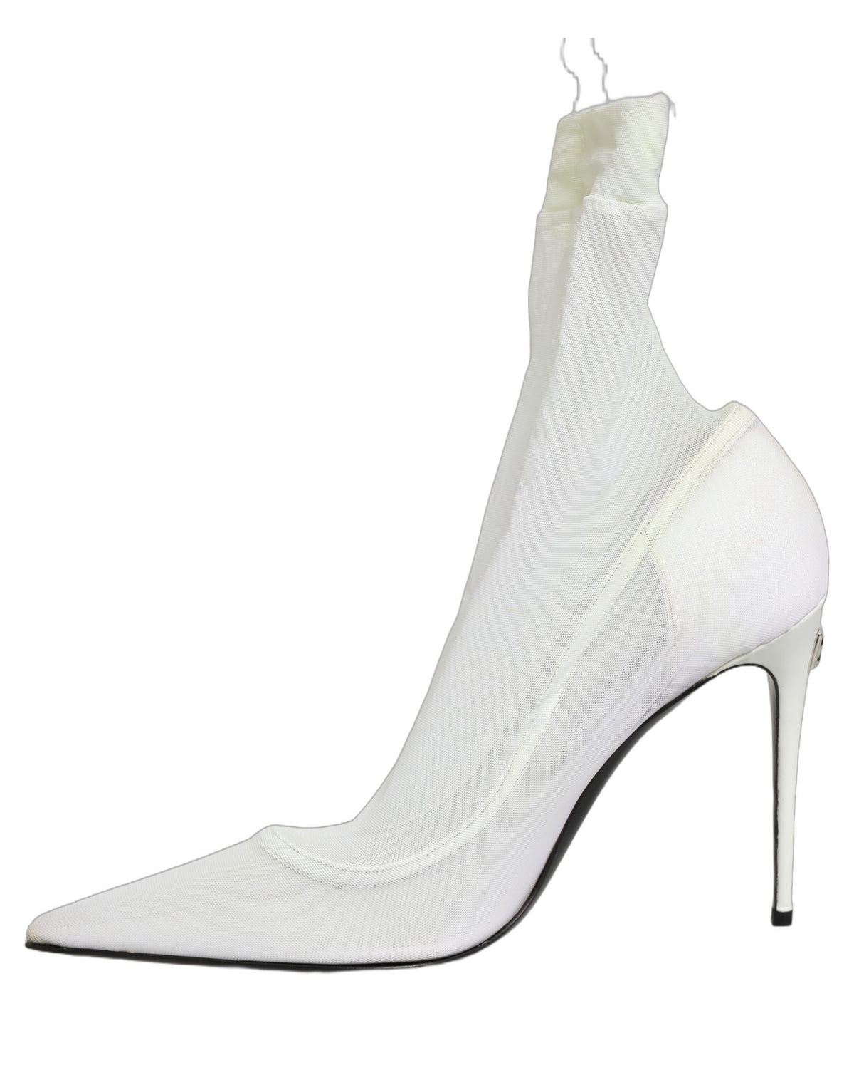 Dolce & Gabbana White Tulle Stretch Mesh Sock Boots Women's Shoes (Pre-Owned)