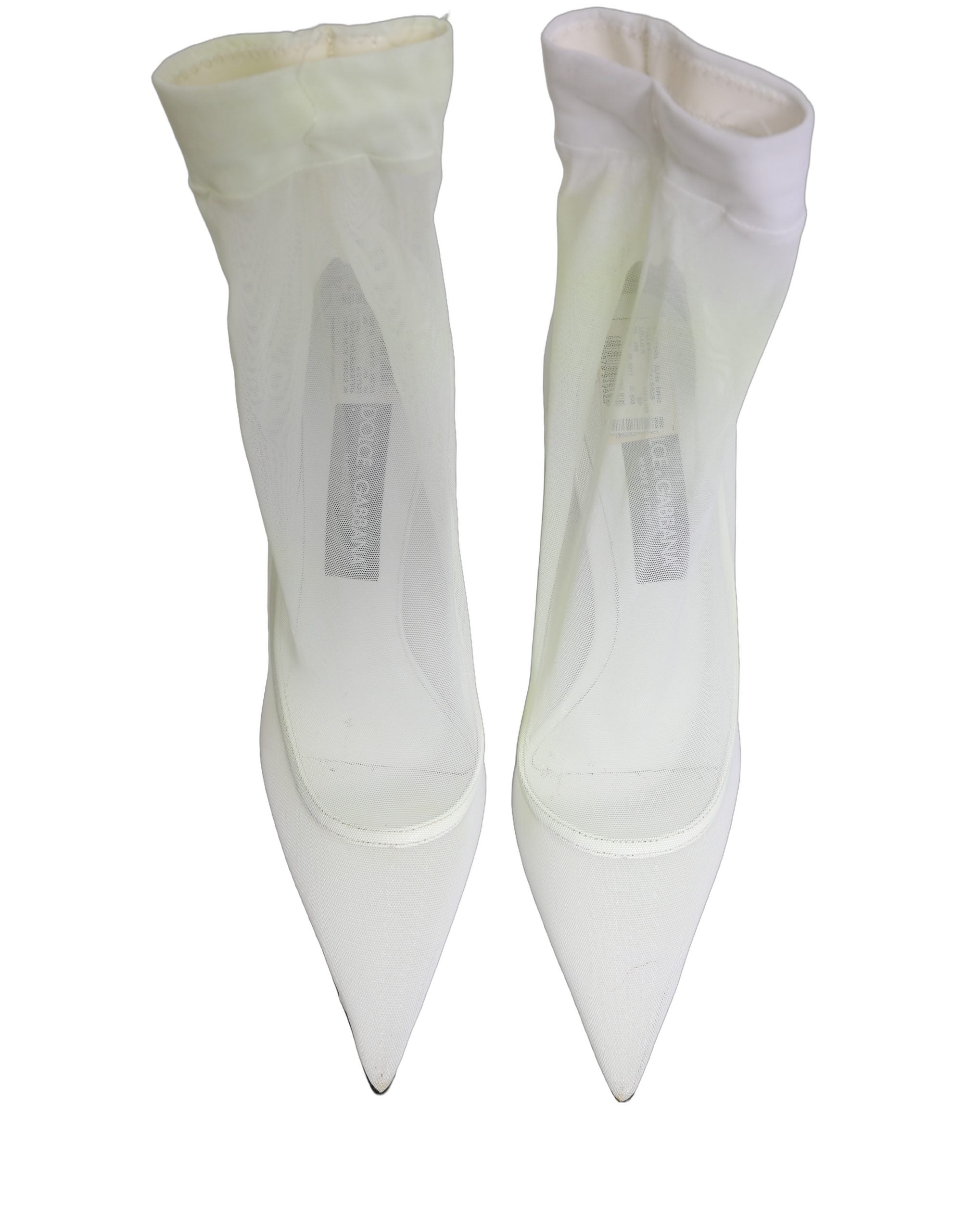 Dolce & Gabbana White Tulle Stretch Mesh Sock Boots Women's Shoes (Pre-Owned)