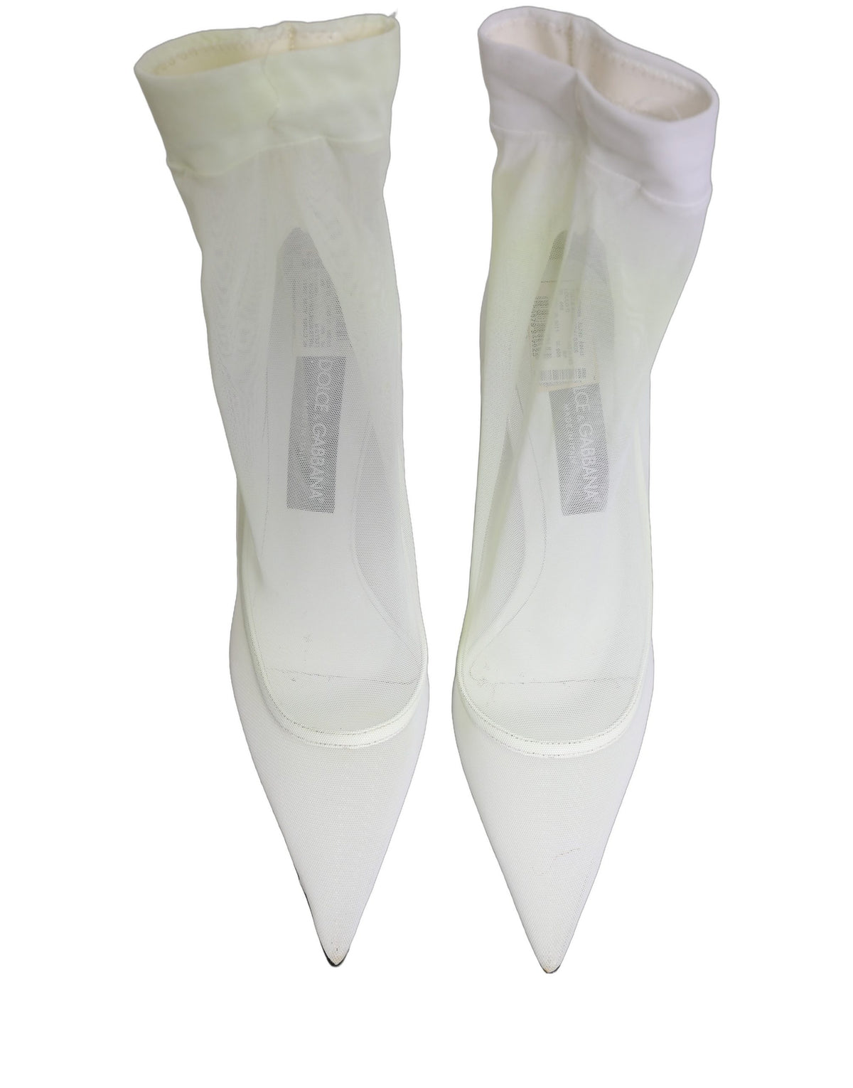 Dolce & Gabbana White Tulle Stretch Mesh Sock Boots Women's Shoes (Pre-Owned)
