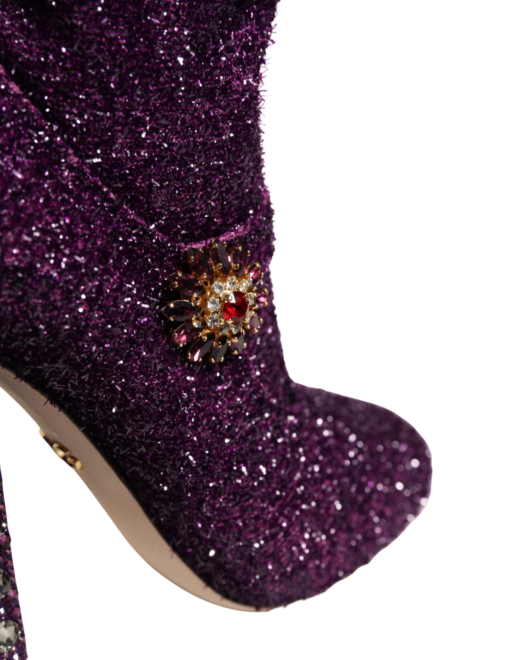 Dolce & Gabbana Purple Crystal Lurex Fantasy Boots Women's Shoes (Pre-Owned)