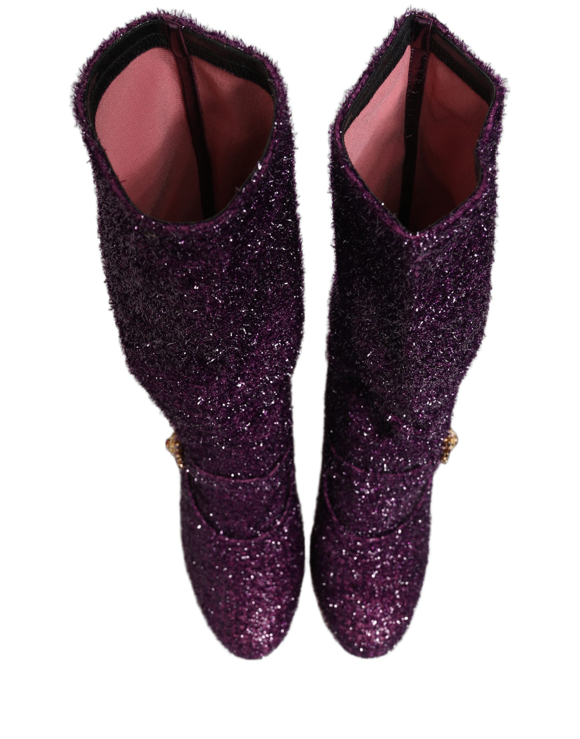 Dolce & Gabbana Purple Crystal Lurex Fantasy Boots Women's Shoes (Pre-Owned)