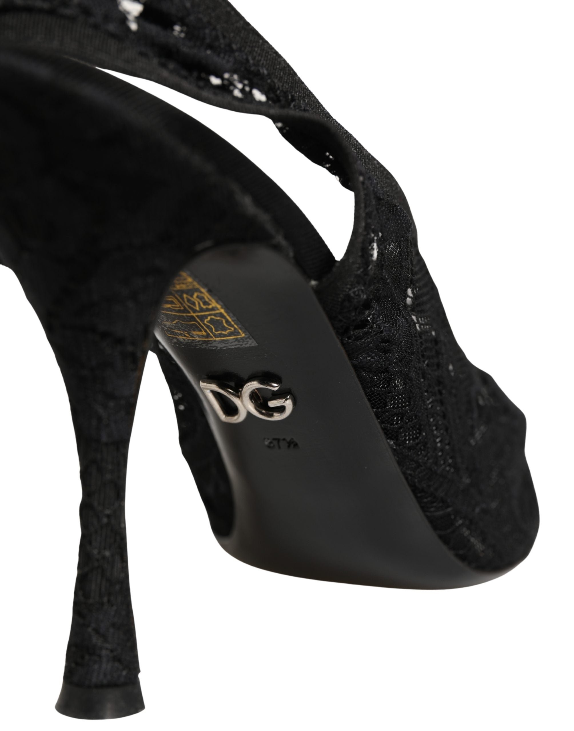 Dolce & Gabbana Black Lace Pointed Toe Slingback Pumps Women's Shoes (Pre-Owned)