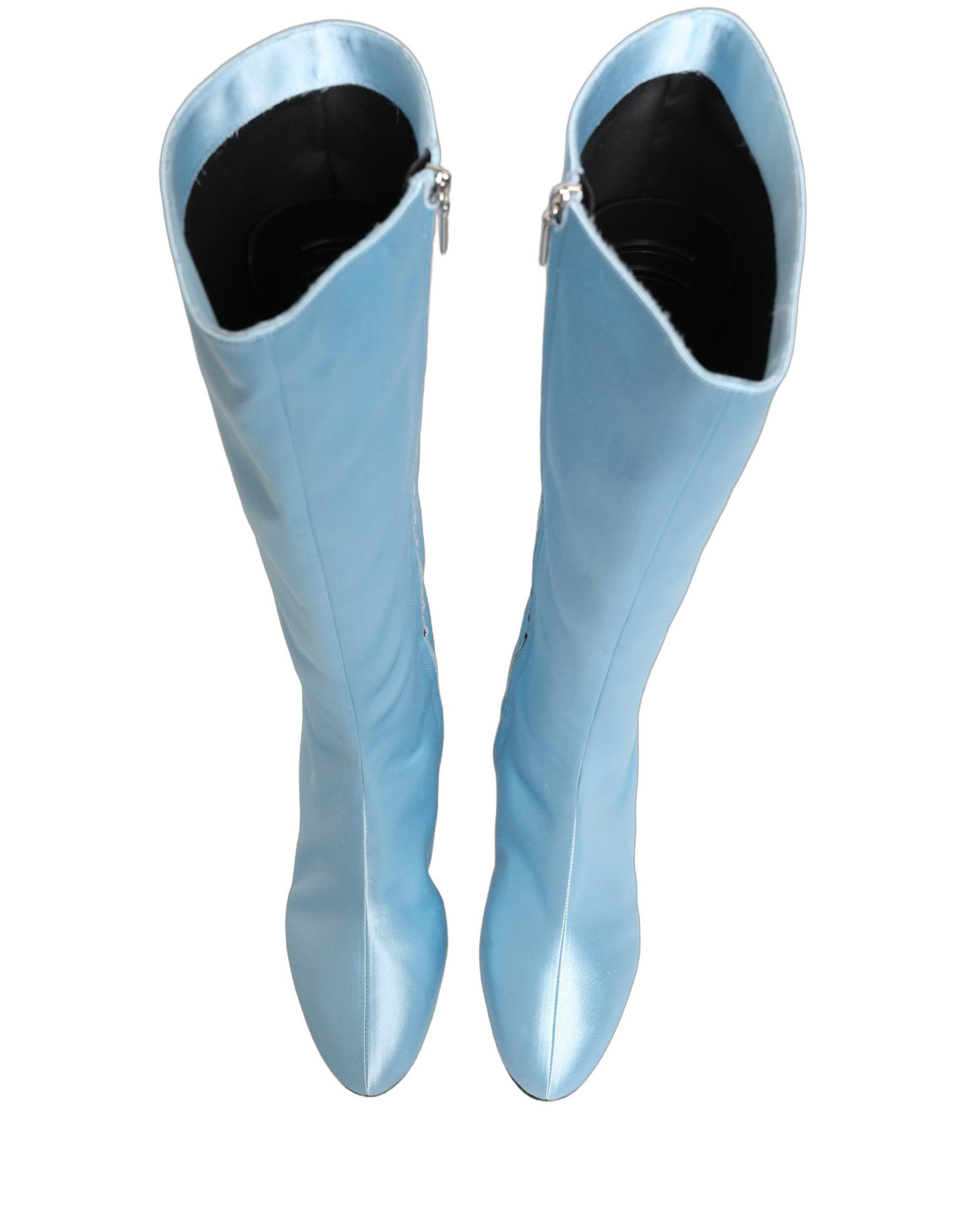 Dolce & Gabbana Light Blue Satin Knee High Boots Women's Shoes (Pre-Owned)