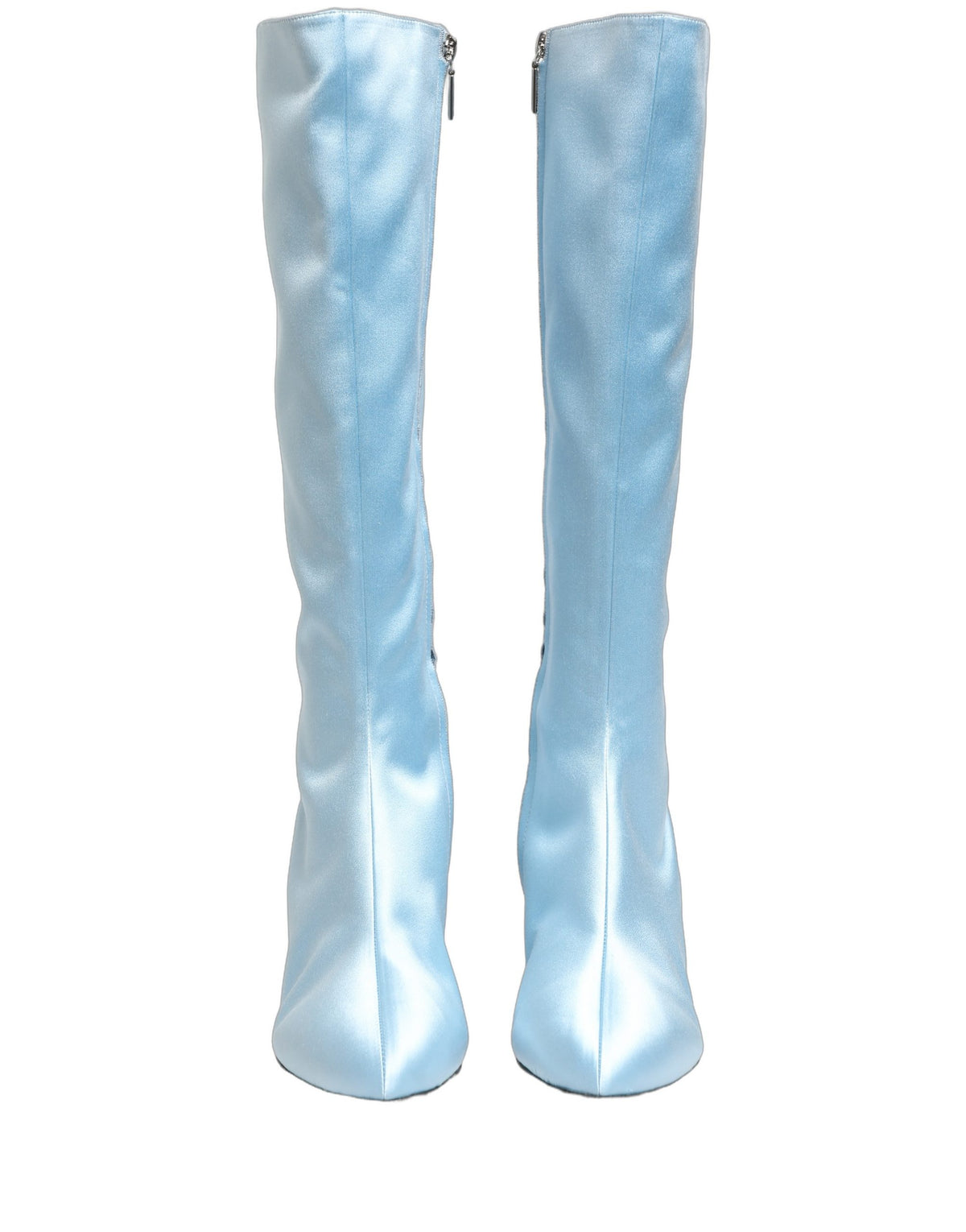 Dolce & Gabbana Light Blue Satin Knee High Boots Women's Shoes (Pre-Owned)