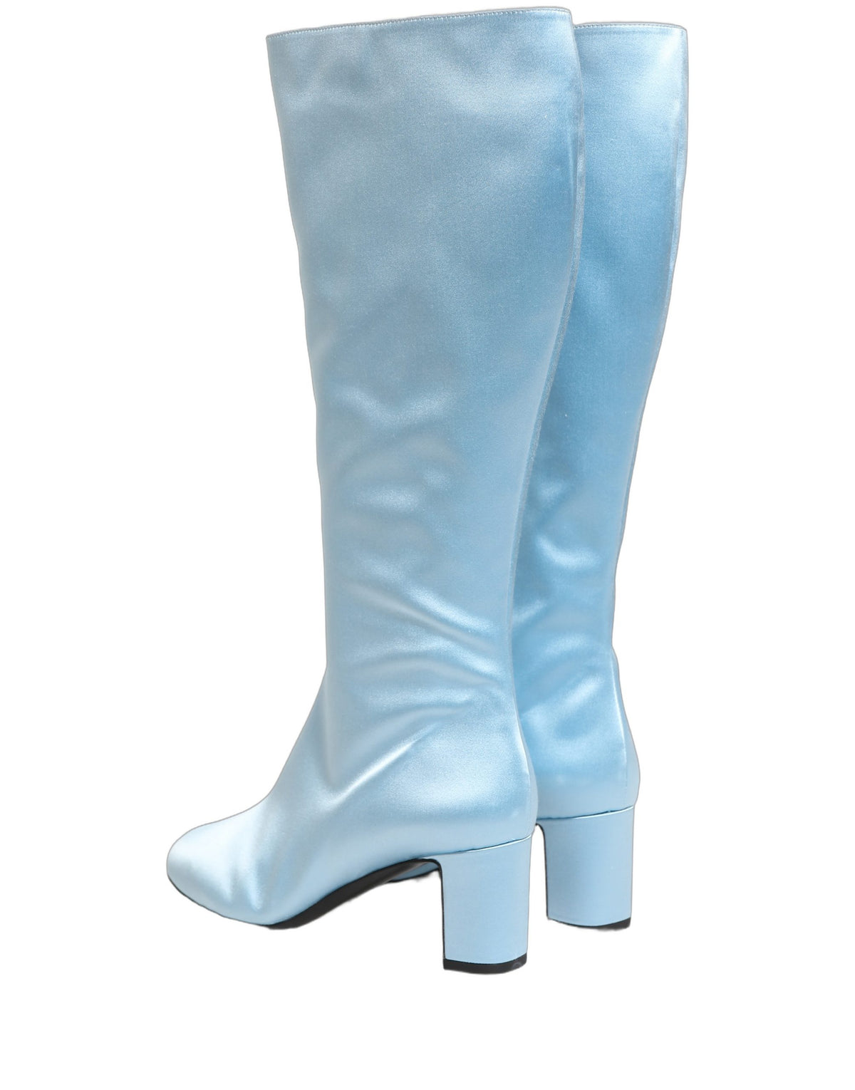 Dolce & Gabbana Light Blue Satin Knee High Boots Women's Shoes (Pre-Owned)