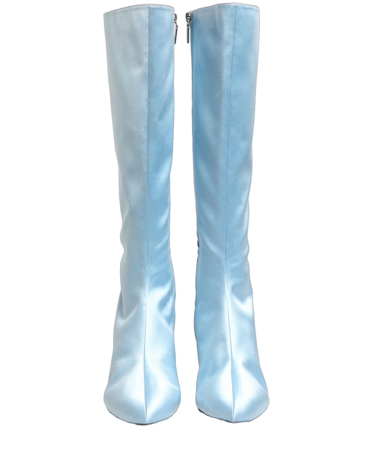Dolce & Gabbana Light Blue Satin Knee High Boots Women's Shoes (Pre-Owned)