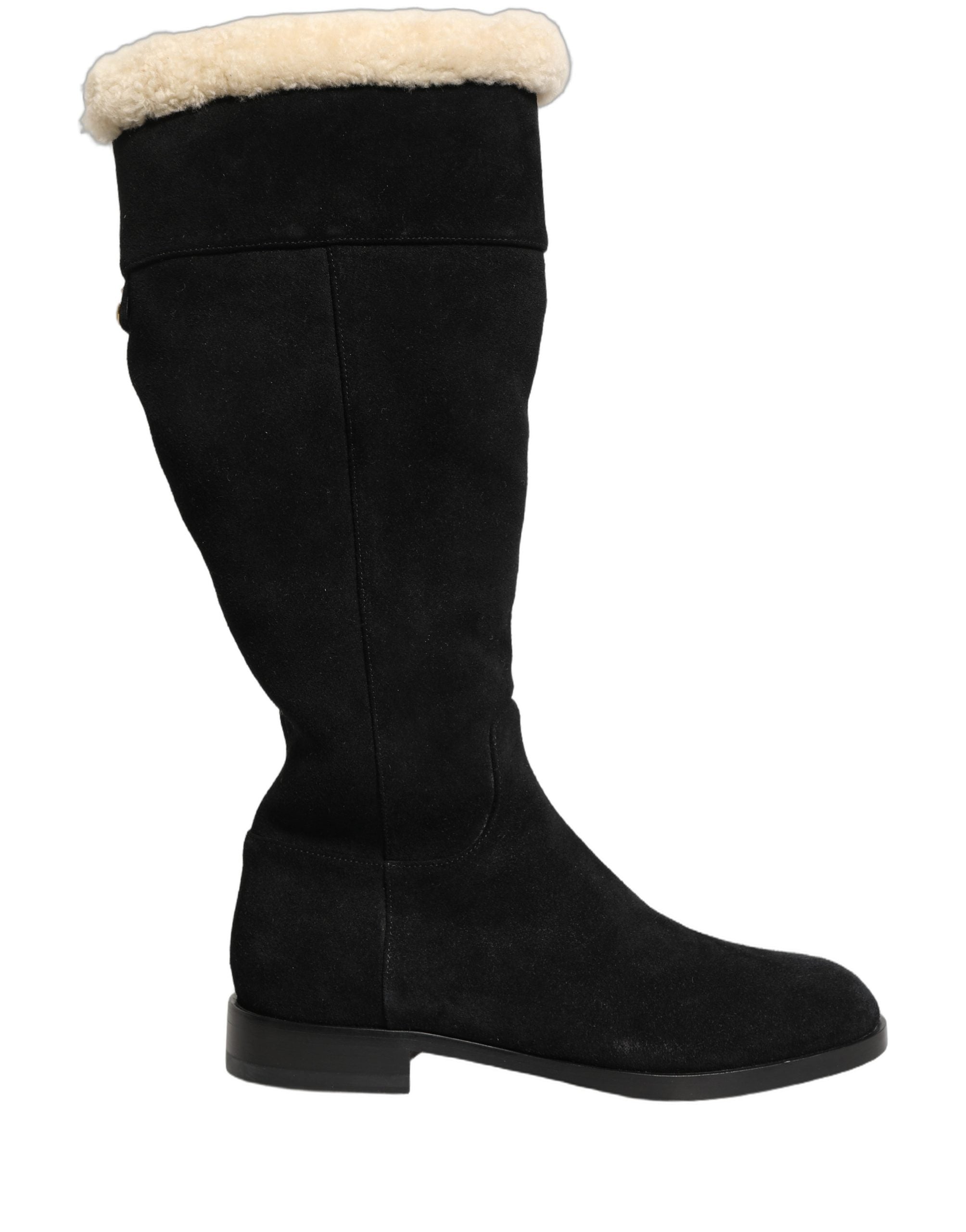 Dolce & Gabbana Suede Leather Knee High Boots Women's Black