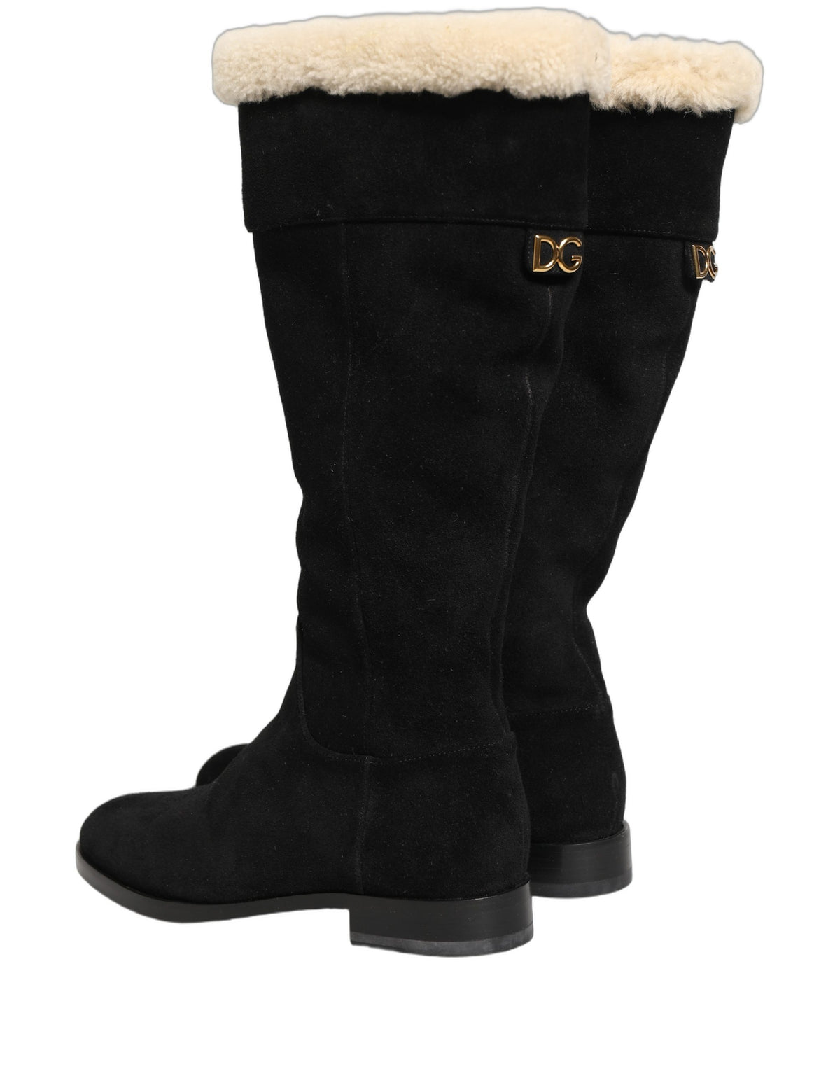 Dolce & Gabbana Suede Leather Knee High Boots Women's Black