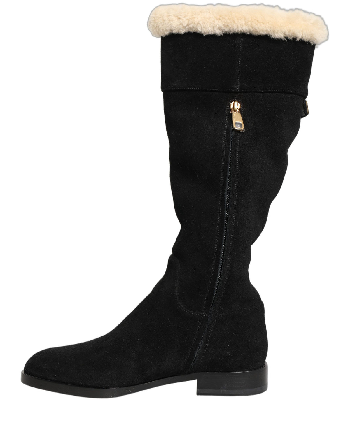 Dolce & Gabbana Suede Leather Knee High Boots Women's Black