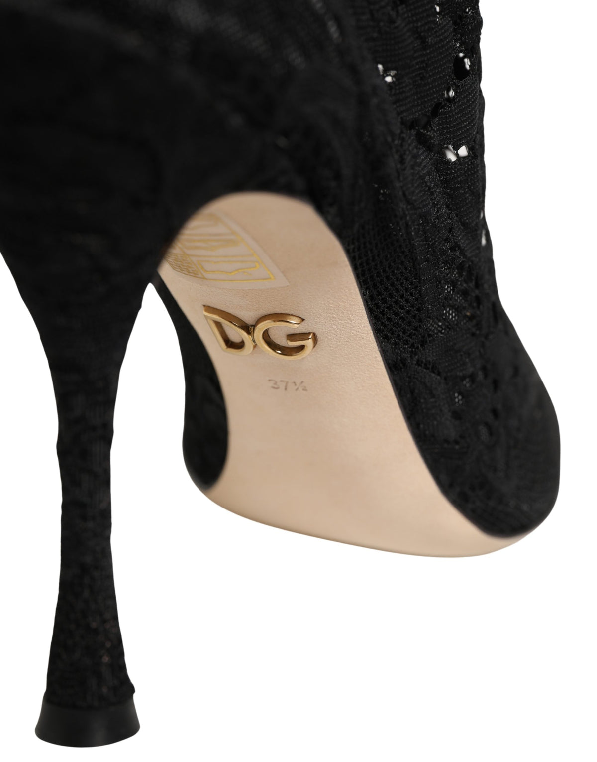 Dolce & Gabbana Black Socks Taormina Lace Pumps Boots Women's Shoes (Pre-Owned)