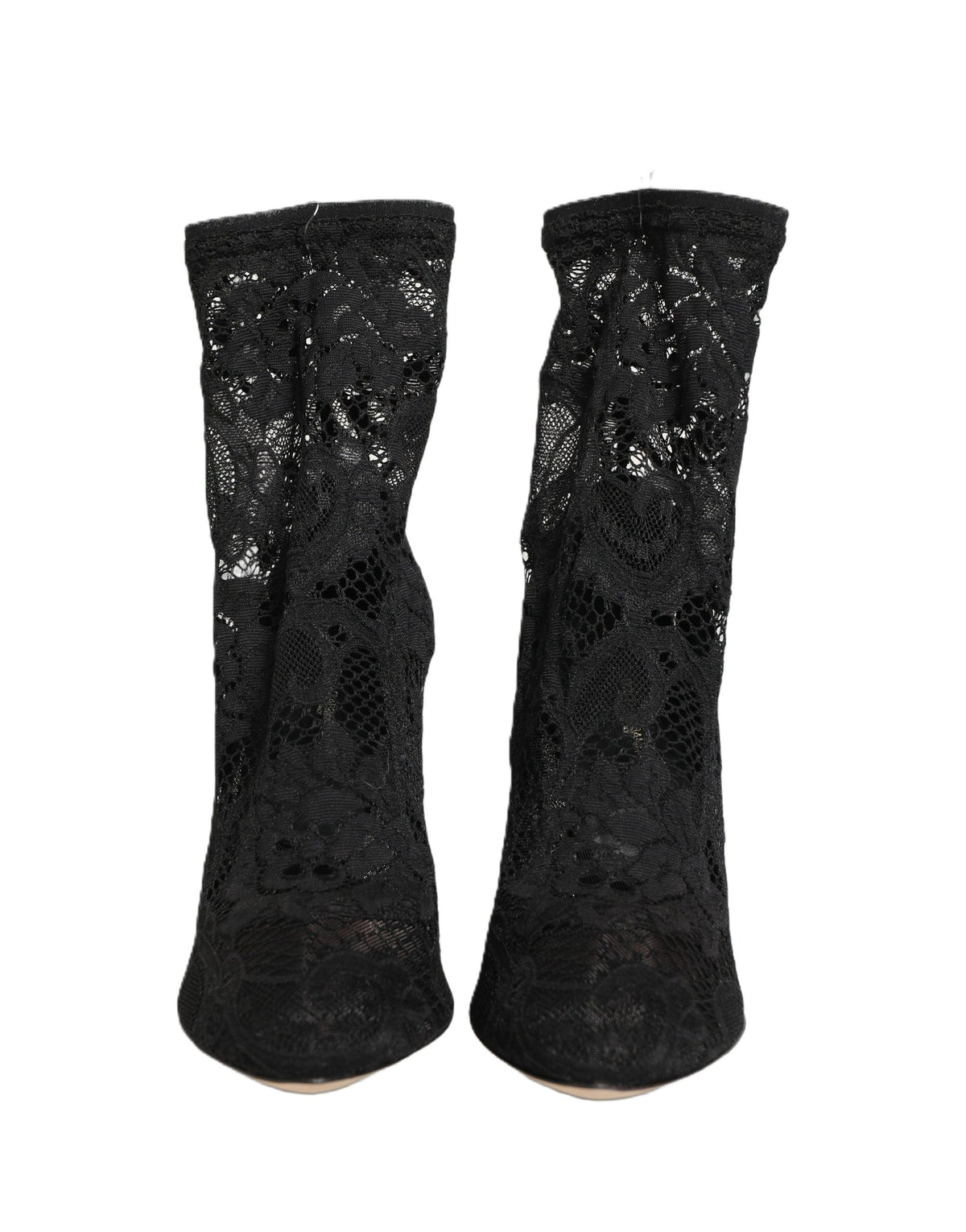 Dolce & Gabbana Black Socks Taormina Lace Pumps Boots Women's Shoes (Pre-Owned)