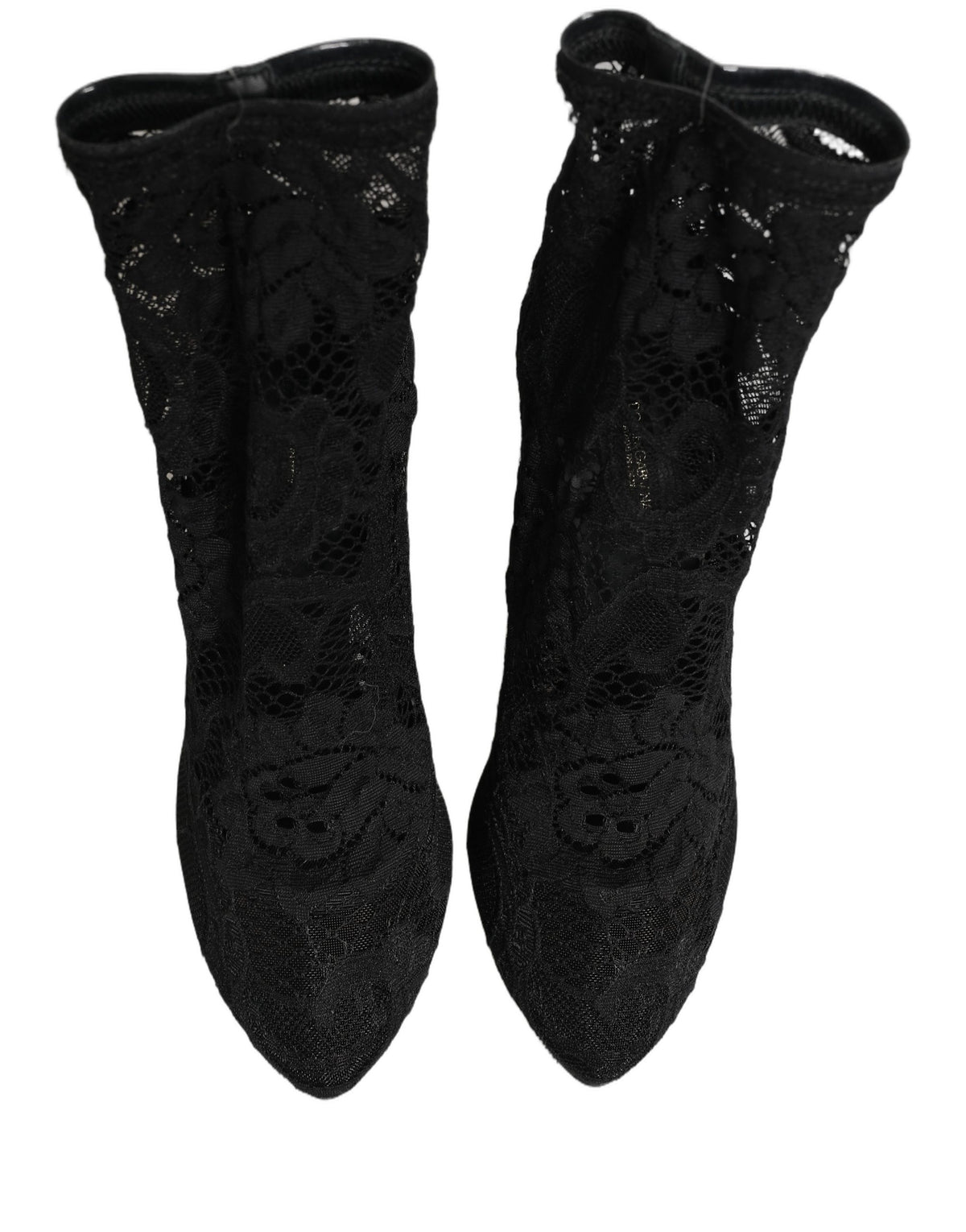 Dolce & Gabbana Black Socks Taormina Lace Pumps Boots Women's Shoes (Pre-Owned)