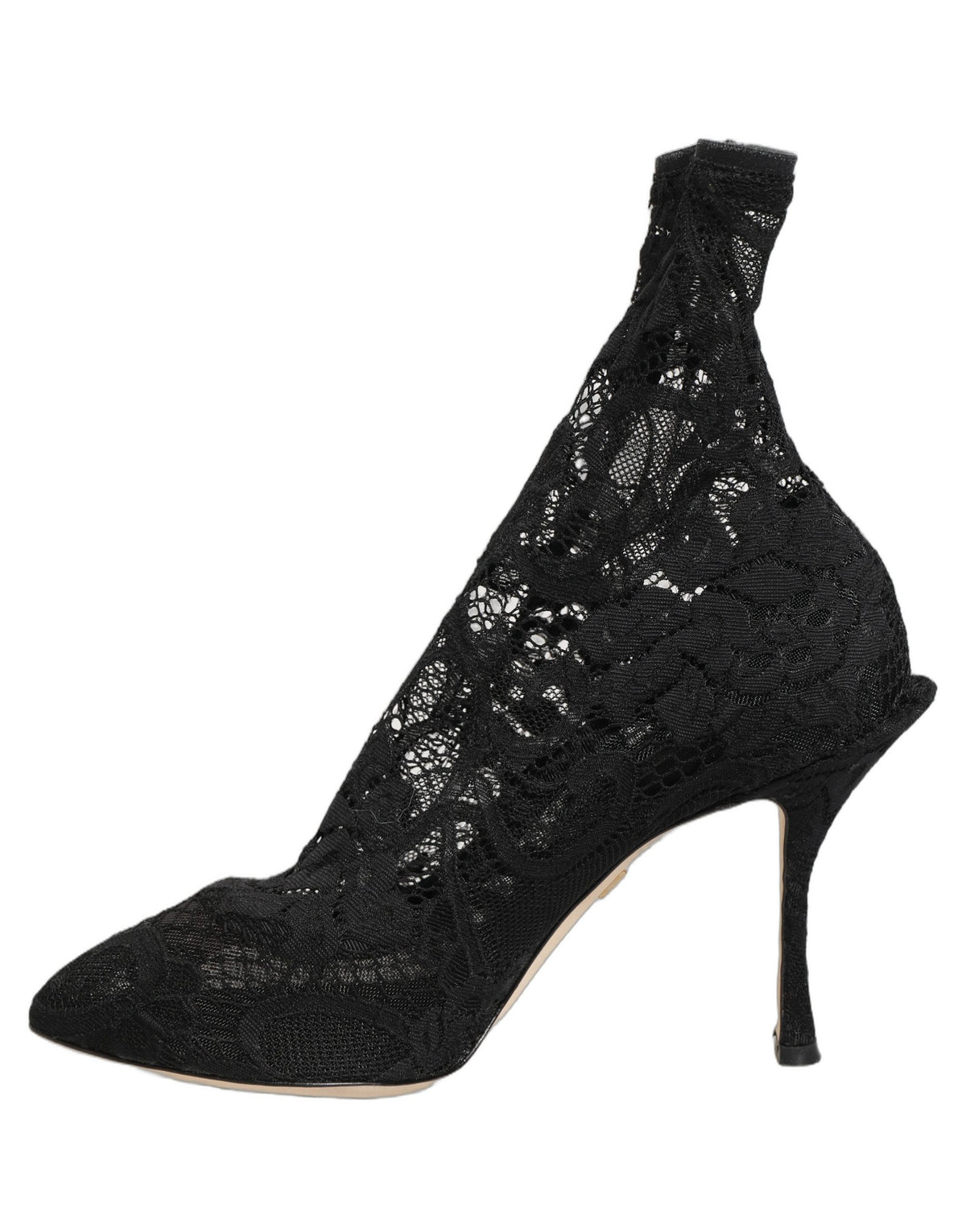 Dolce & Gabbana Black Socks Taormina Lace Pumps Boots Women's Shoes (Pre-Owned)