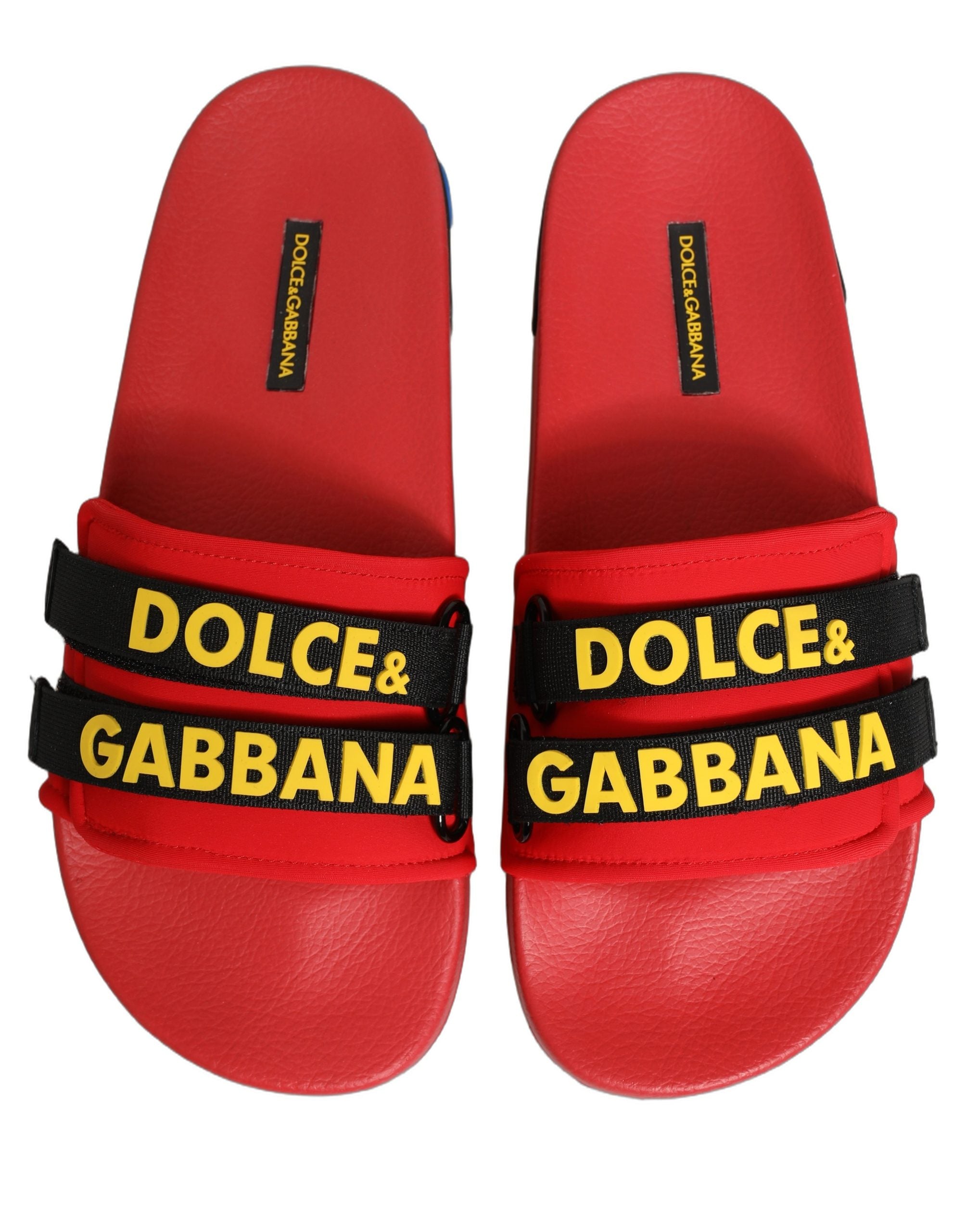 Dolce & Gabbana Red Neoprene Slides Flats Beachwear Women's Shoes