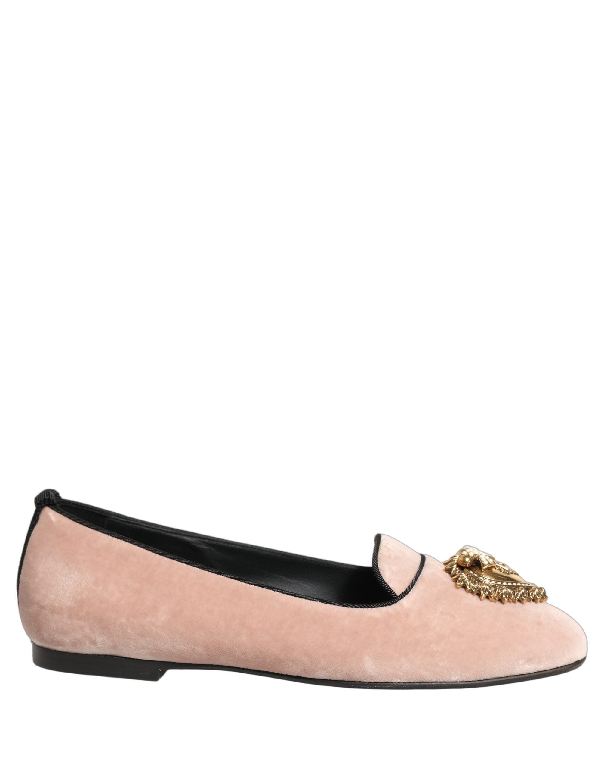 Dolce & Gabbana Pink Velvet Devotion Loafers Flats Women's Shoes (Pre-Owned)