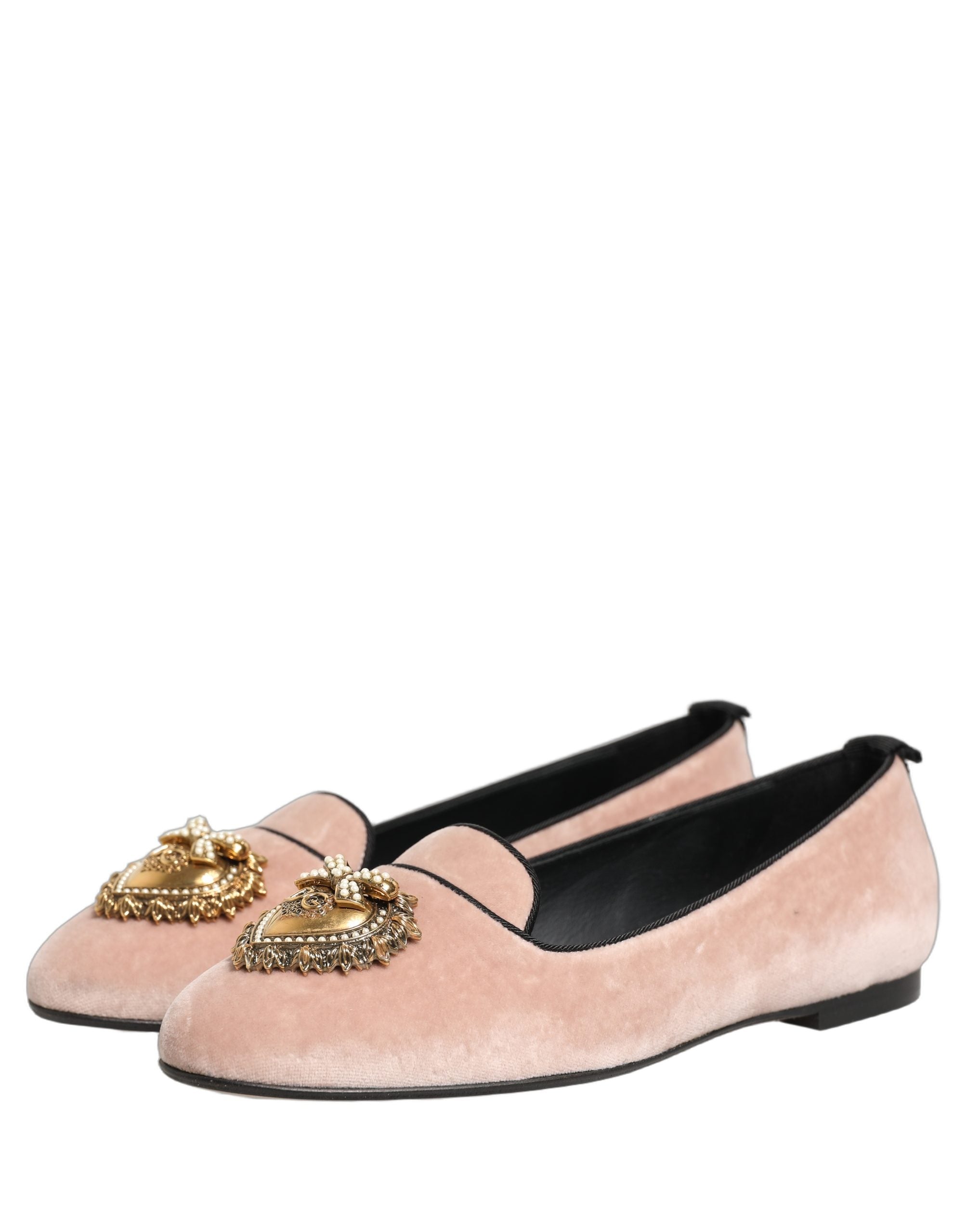 Dolce & Gabbana Pink Velvet Devotion Loafers Flats Women's Shoes (Pre-Owned)