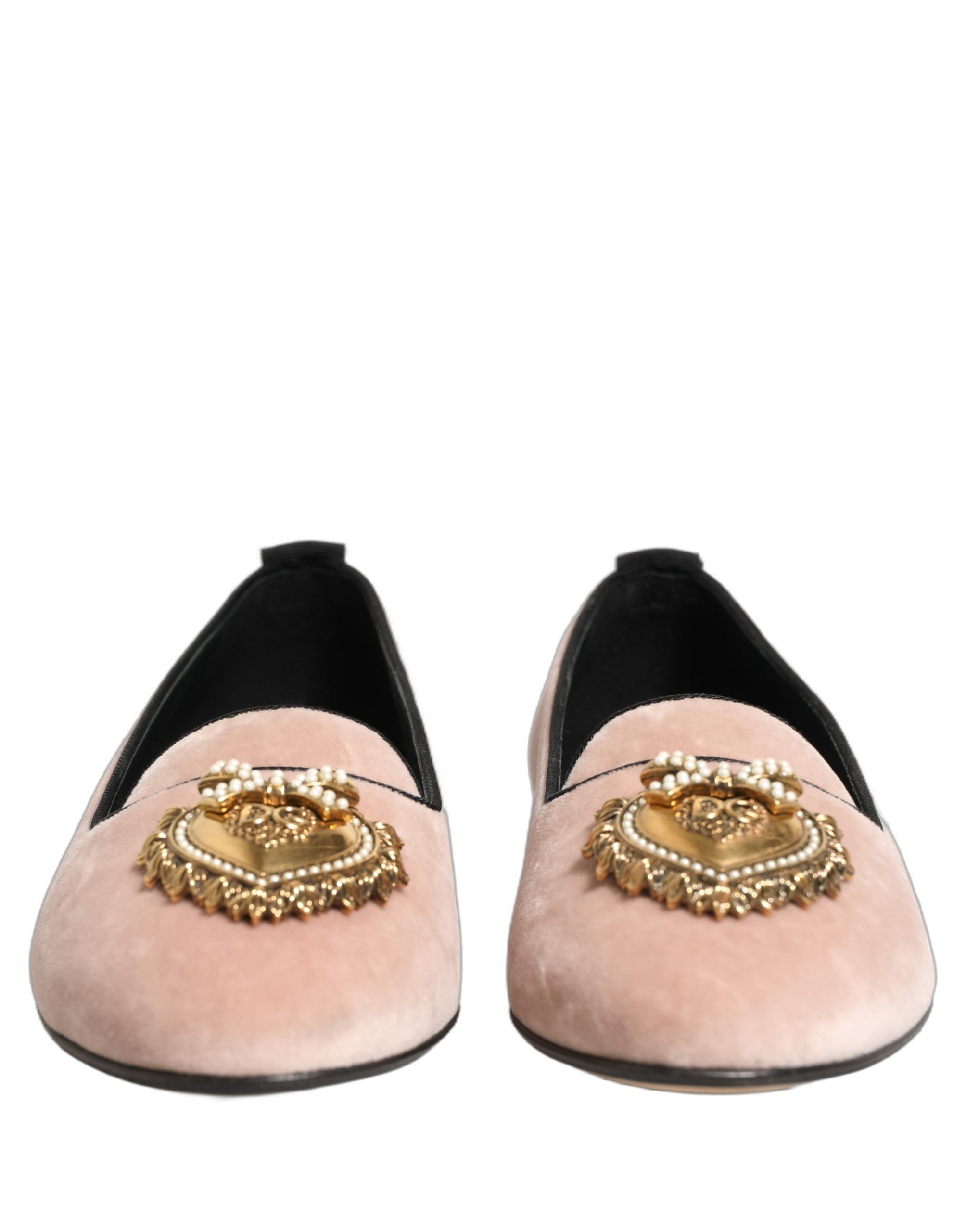 Dolce & Gabbana Pink Velvet Devotion Loafers Flats Women's Shoes (Pre-Owned)
