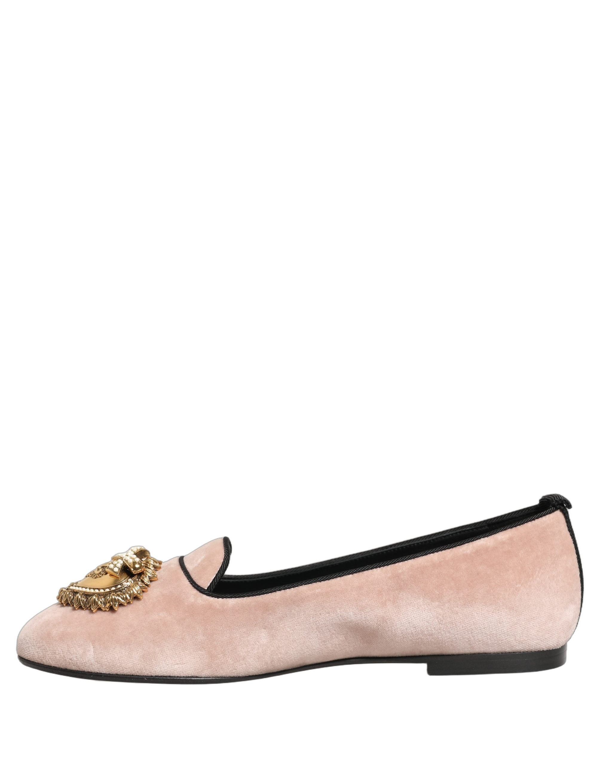 Dolce & Gabbana Pink Velvet Devotion Loafers Flats Women's Shoes (Pre-Owned)