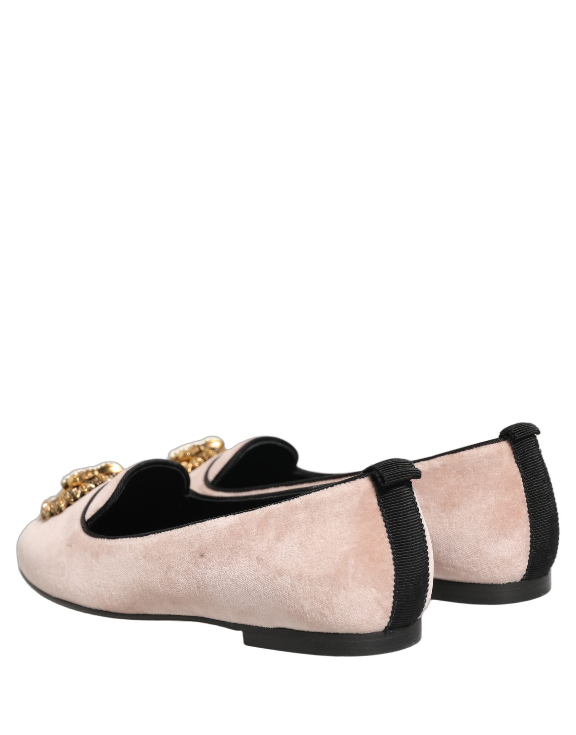 Dolce & Gabbana Pink Velvet Devotion Loafers Flats Women's Shoes (Pre-Owned)
