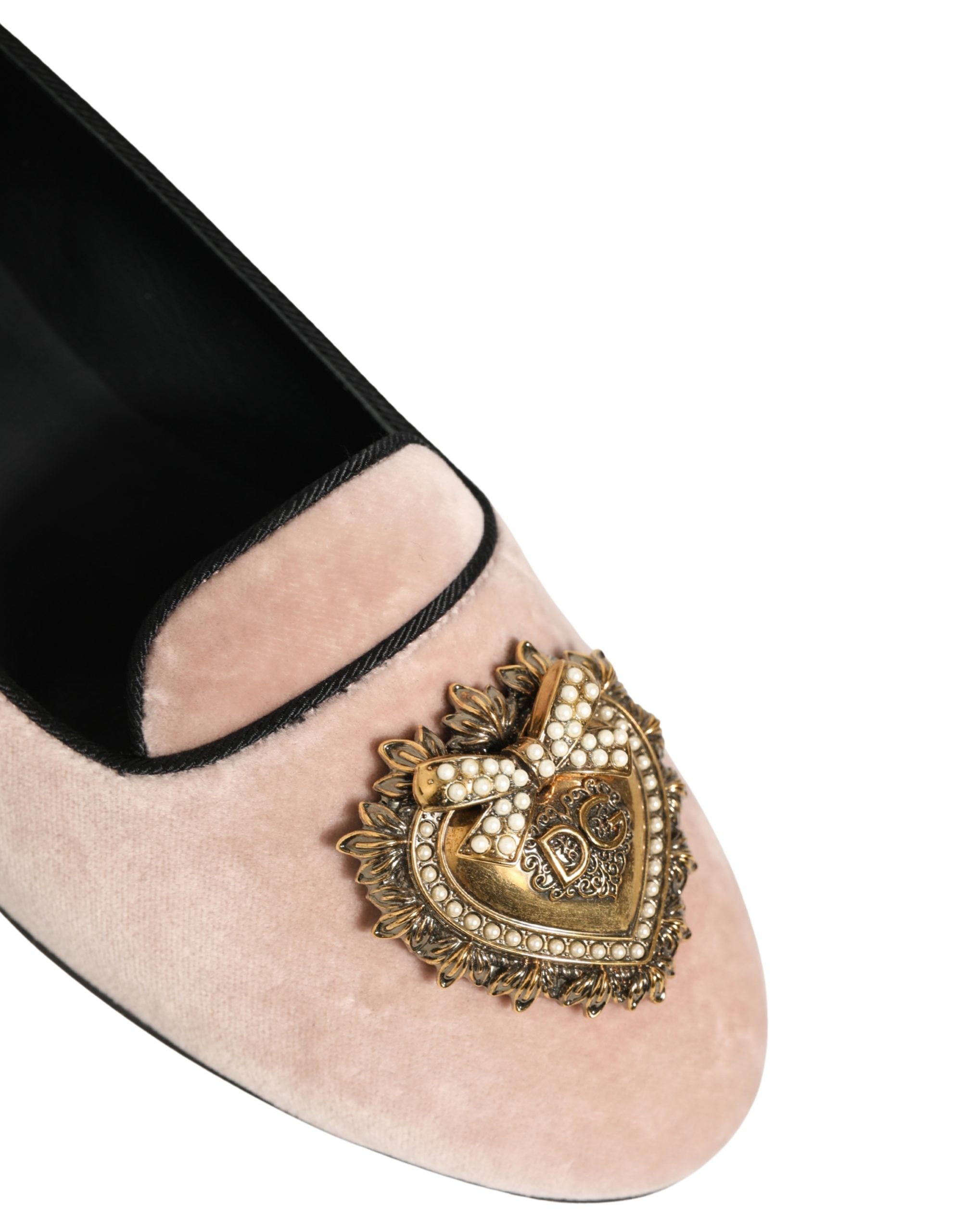 Dolce & Gabbana Pink Velvet Devotion Loafers Flats Women's Shoes