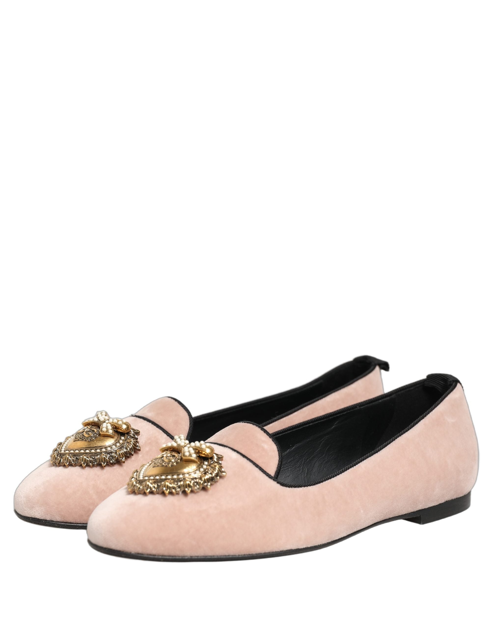 Dolce & Gabbana Pink Velvet Devotion Loafers Flats Women's Shoes