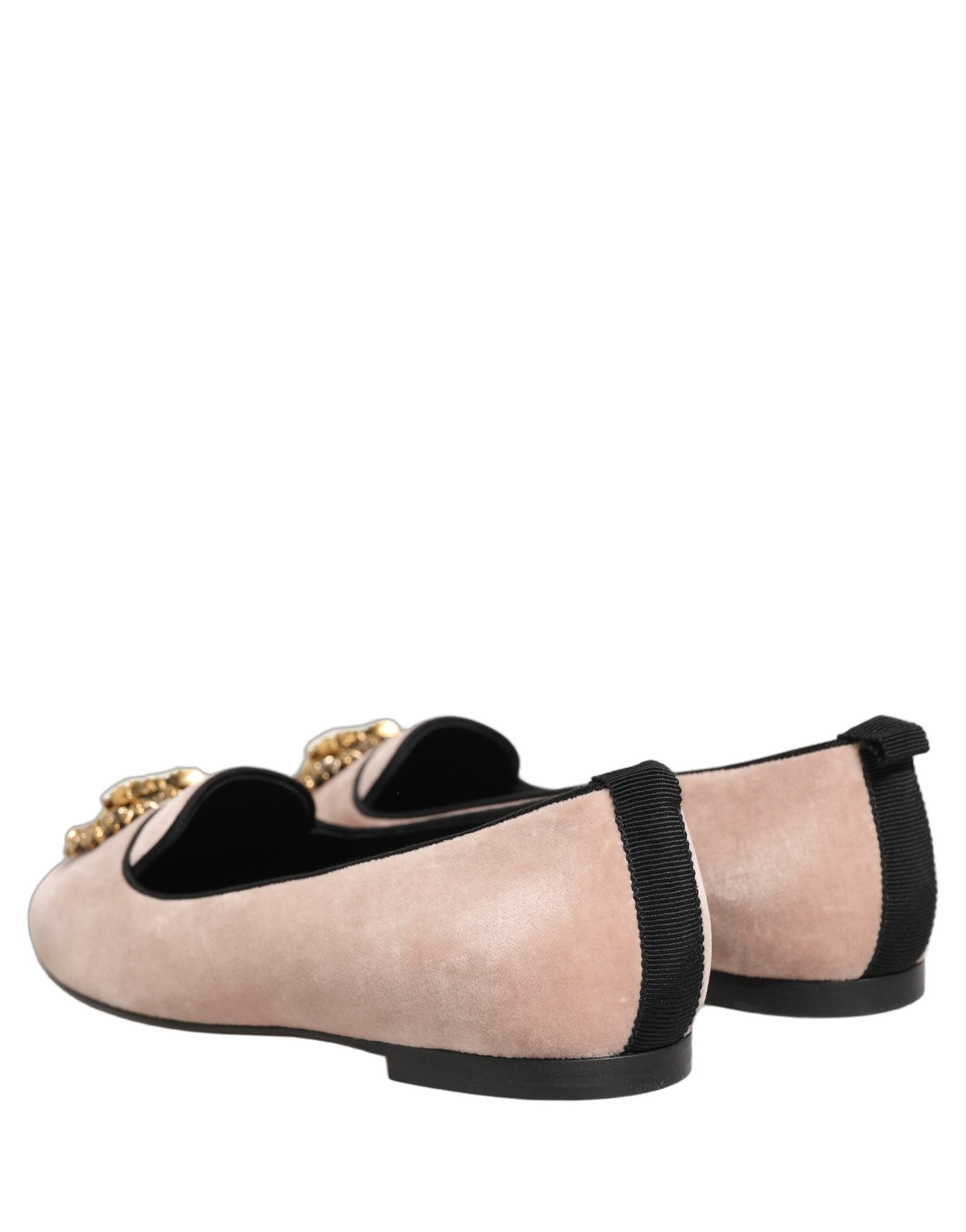 Dolce & Gabbana Pink Velvet Devotion Loafers Flats Women's Shoes