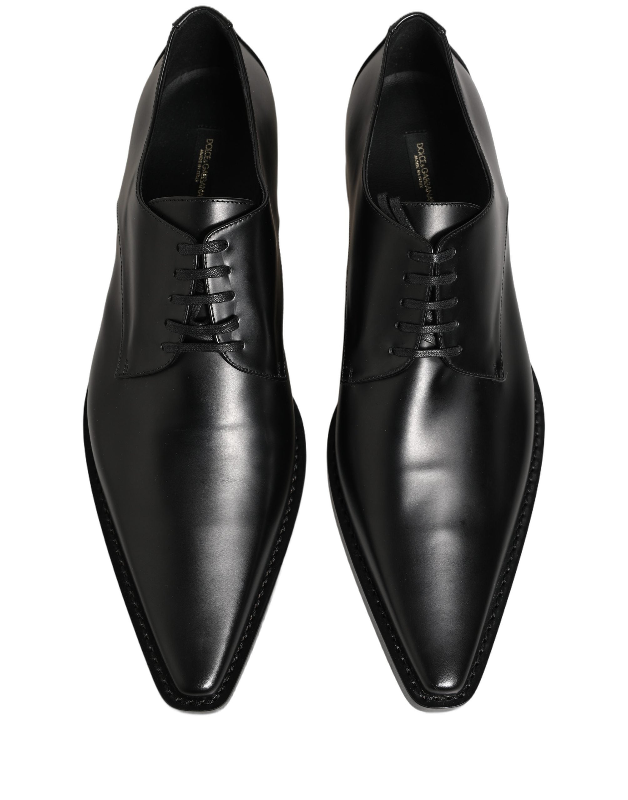 Dolce & Gabbana Black Leather Lace Up Derby Dress Women's Shoes
