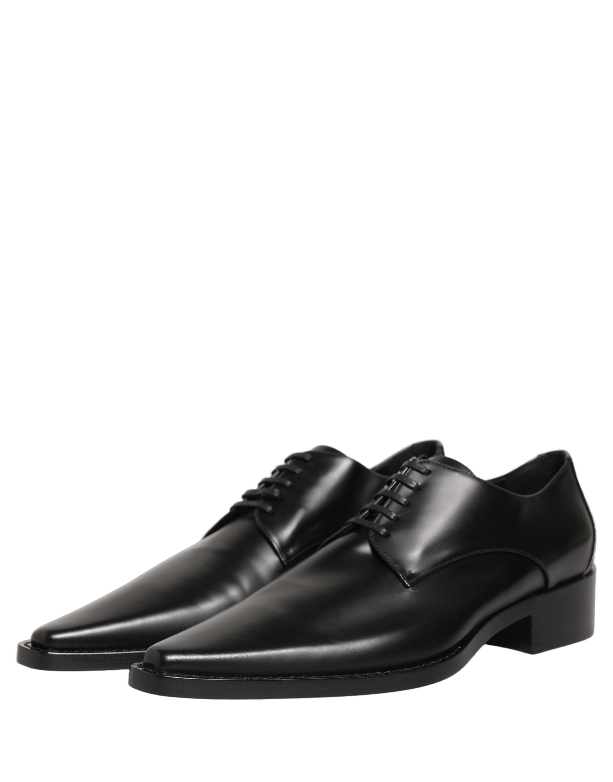 Dolce & Gabbana Black Leather Lace Up Derby Dress Women's Shoes