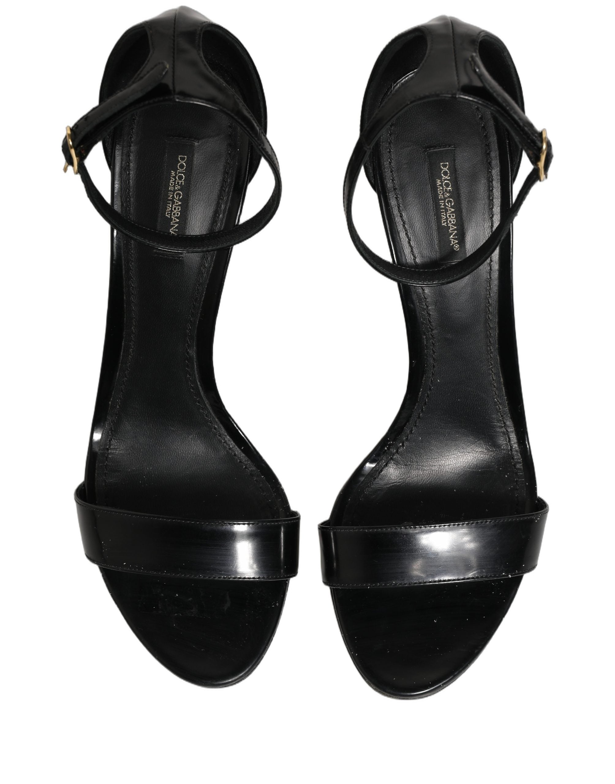 Dolce & Gabbana Black Leather Ankle Strap Heels Sandals Women's Shoes (Pre-Owned)