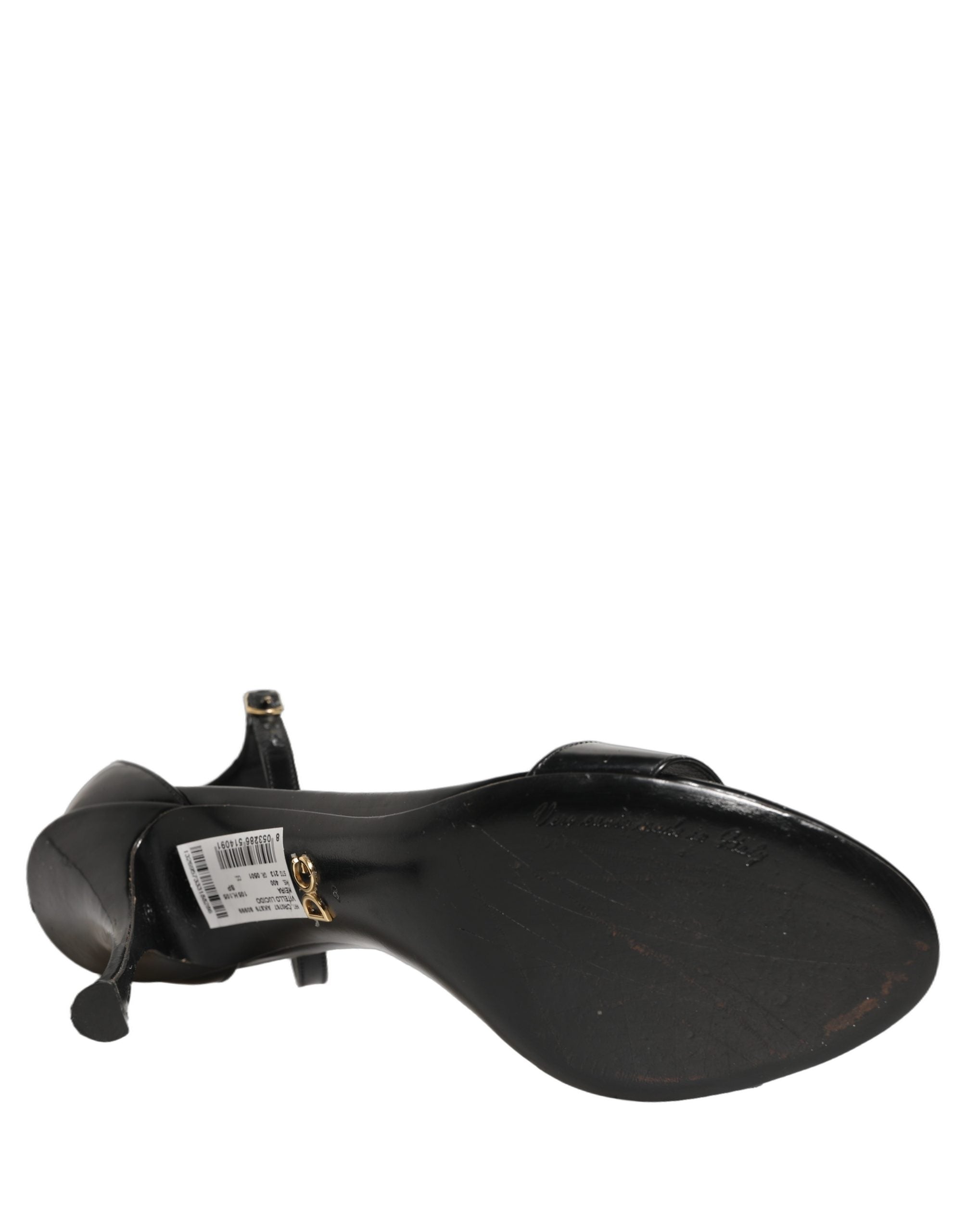 Dolce & Gabbana Black Leather Ankle Strap Heels Sandals Women's Shoes (Pre-Owned)